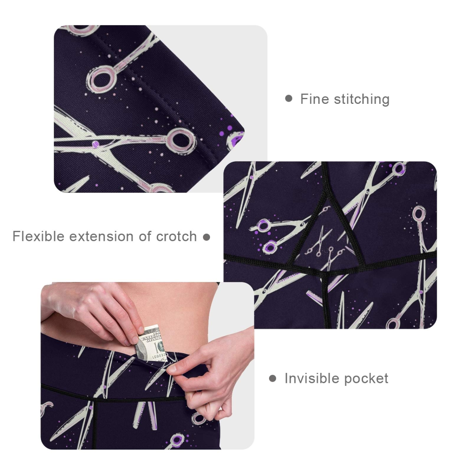 Purple Hairdressing Scissors & High Waist Yoga Pants - Women's Tummy Control Leggings for Workout & Running