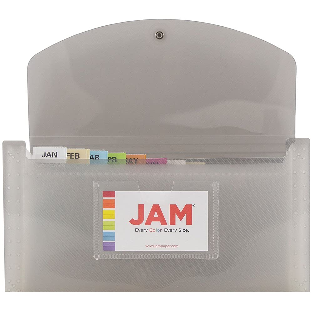 JAM PAPER 13-Pocket Accordion Folder - Smoke Grey for Office & School