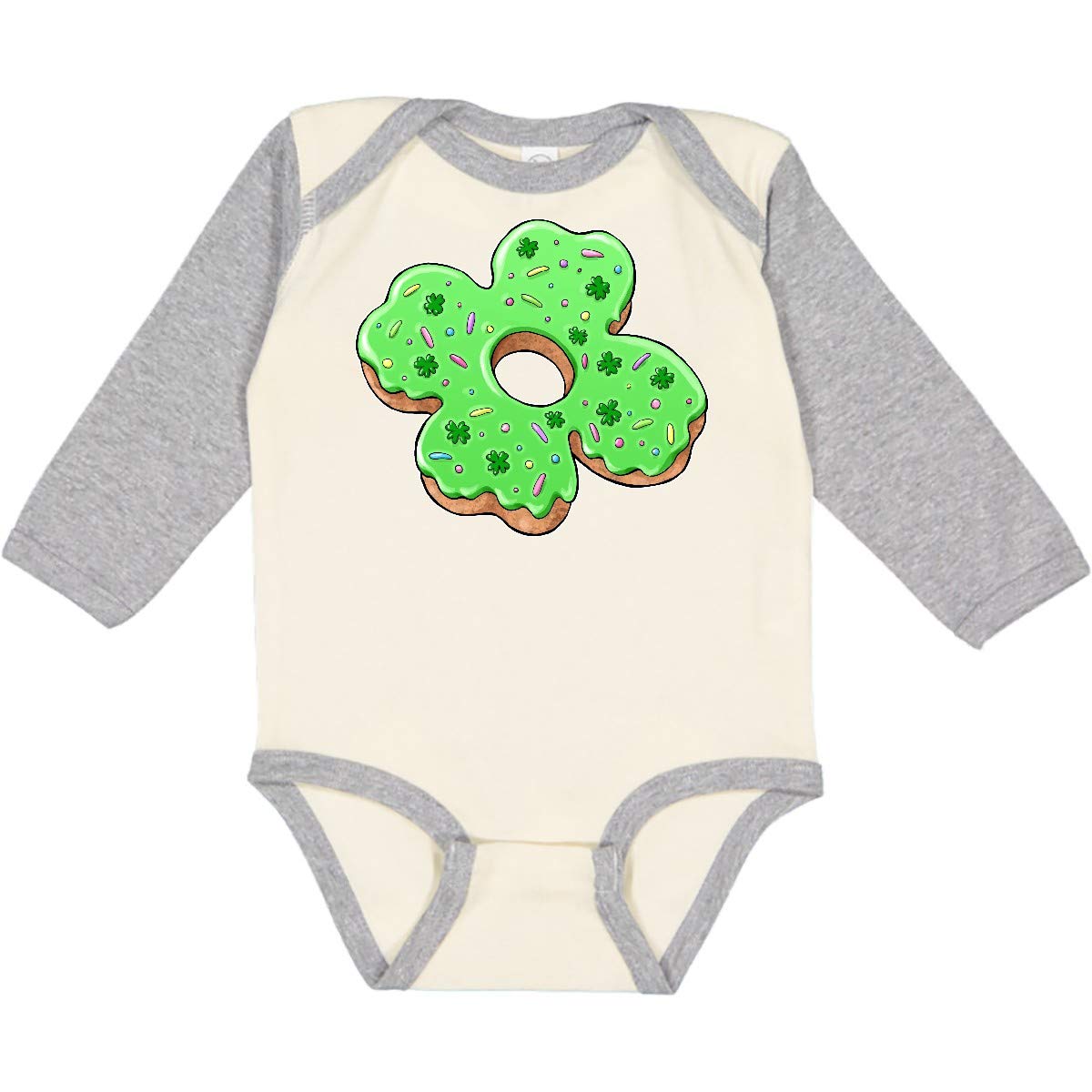 Inktastic St. Patrick's Day 4 Leaf Clover Donut Long Sleeve Baby Bodysuit - Cute Irish-Themed Outfit for Infants, Perfect for St. Paddy's Day Celebrations & Photo Shoots