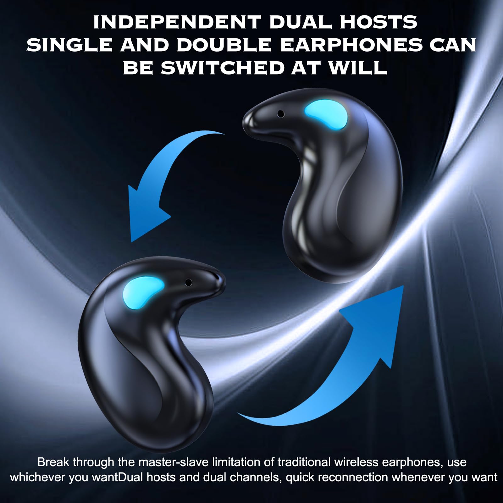 Bone Conduction Sleep Bluetooth Earbuds - Wireless 5.3 Noise Canceling In-Ear Headphones for Sleeping, Sports & Work | Rechargeable Comfort Earphones (Black) | Perfect for Nighttime Relaxation, Gym Workouts & Office Focus