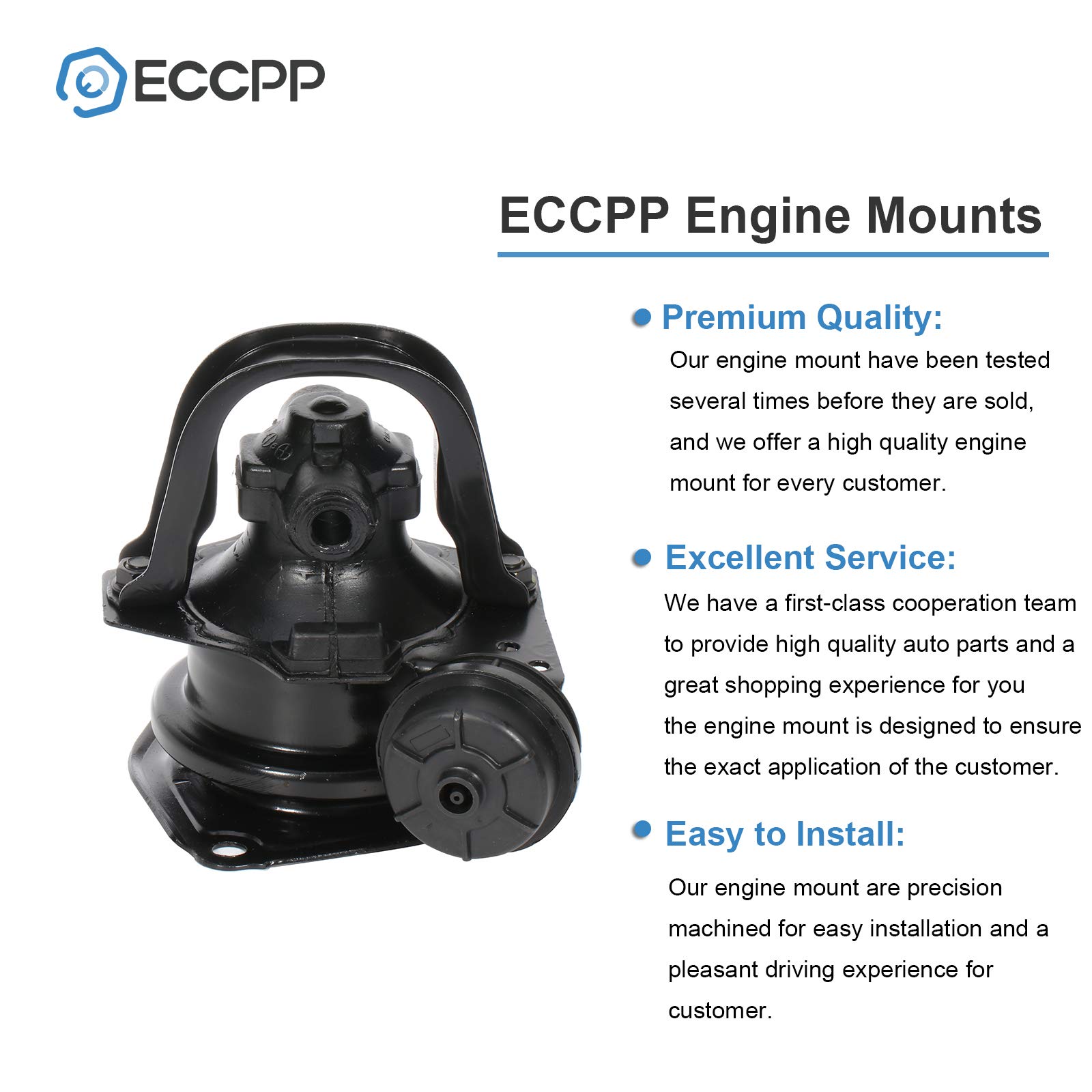 ECCPP Engine Motor and Transmission Mounts Set of 4 - Compatible with Honda Accord 1990-1993 2.2L (A6512 A6587 A6519 A6509) - Perfect for Smooth Ride & Vibration Reduction