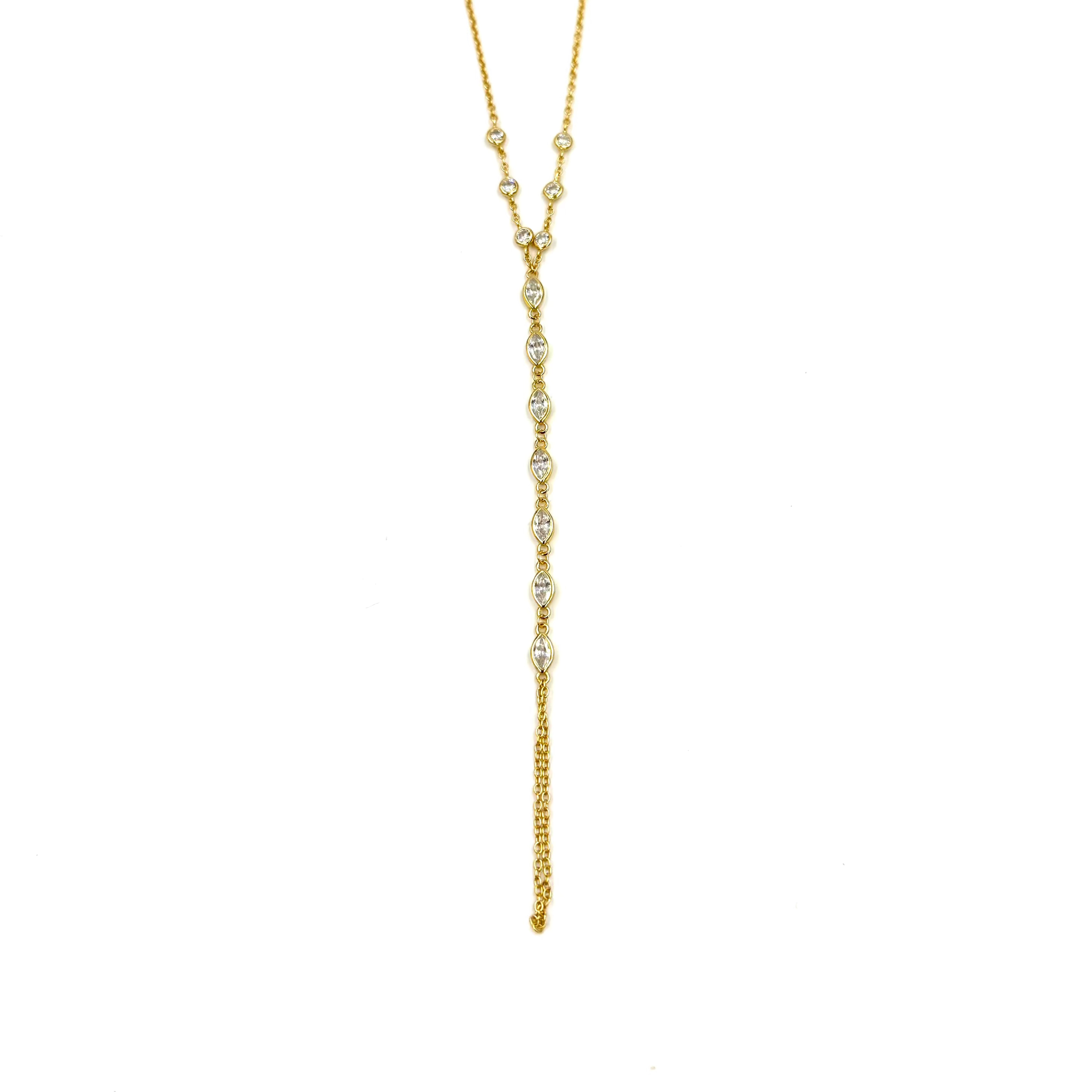 Ashley Gold Sterling Silver Gold Plated Round & Marquise CZ Hand Chain Bracelet - Elegant Jewelry for Women, Perfect for Parties, Weddings & Special Occasions
