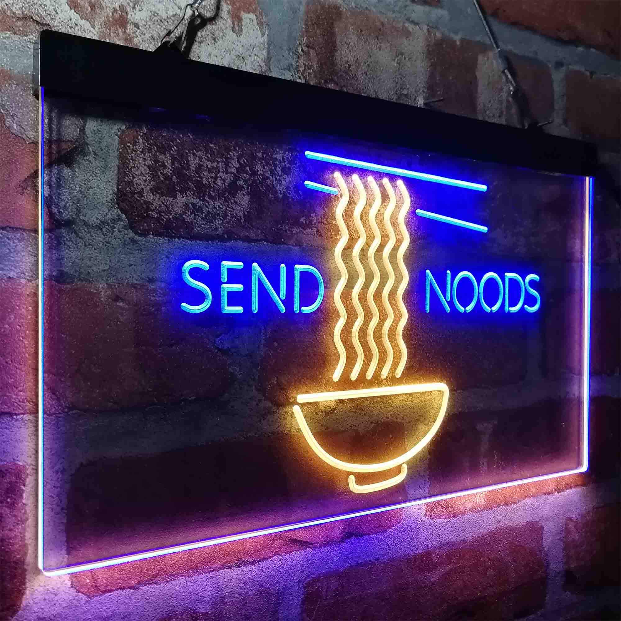 ADVPRO Humor Send Noods Nudes Noodles LED Neon Sign - Blue & Yellow (24x16 Inches) - Funny Home Decor for Bedroom, Bar, Cafe & Party Lighting