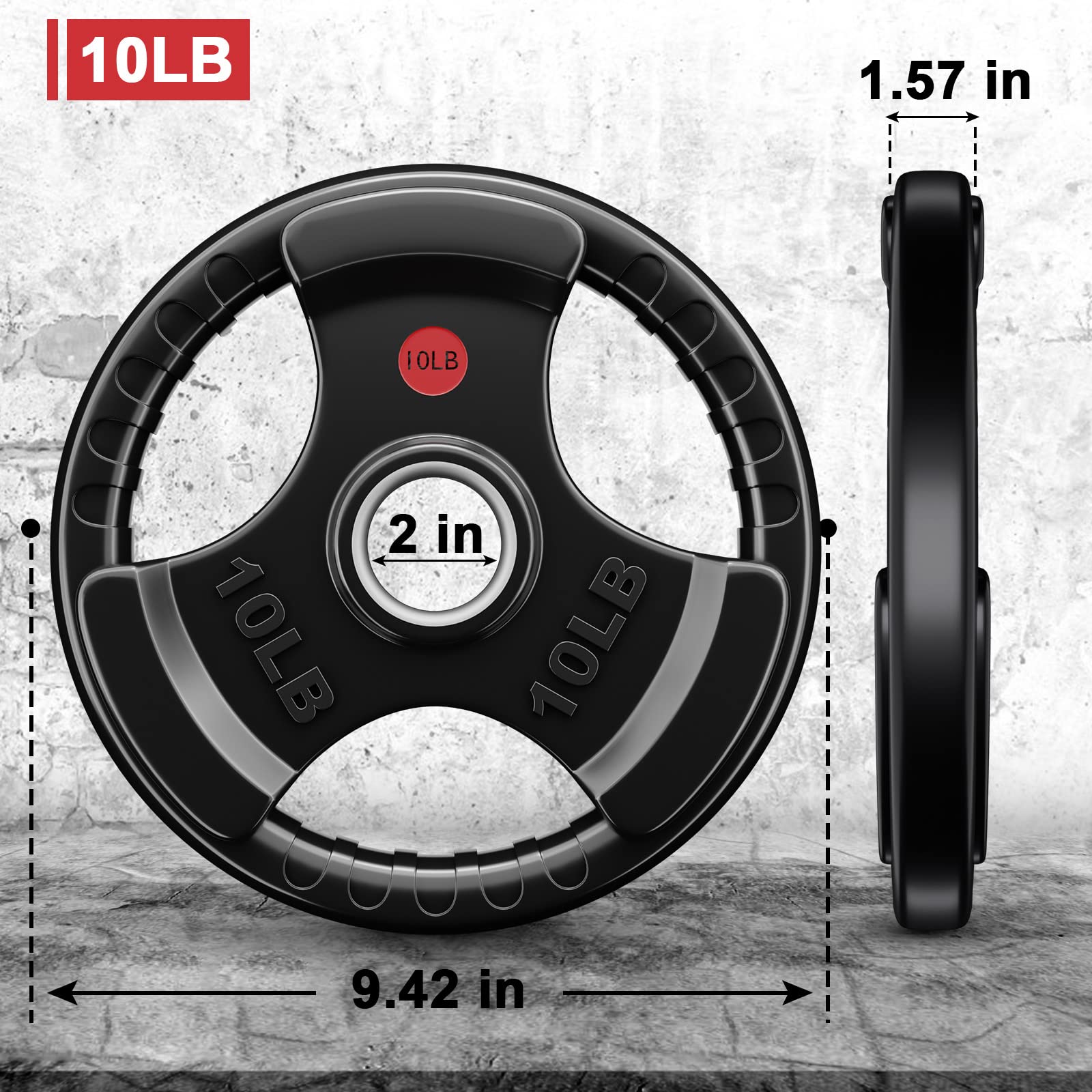 GIKPAL Olympic Rubber Grip Weight Plates Set - 2-Inch Hole Solid Cast Iron Core for Home Gym Strength Training (10lb-45lb) | Perfect for Weightlifting, CrossFit & Powerlifting Workouts