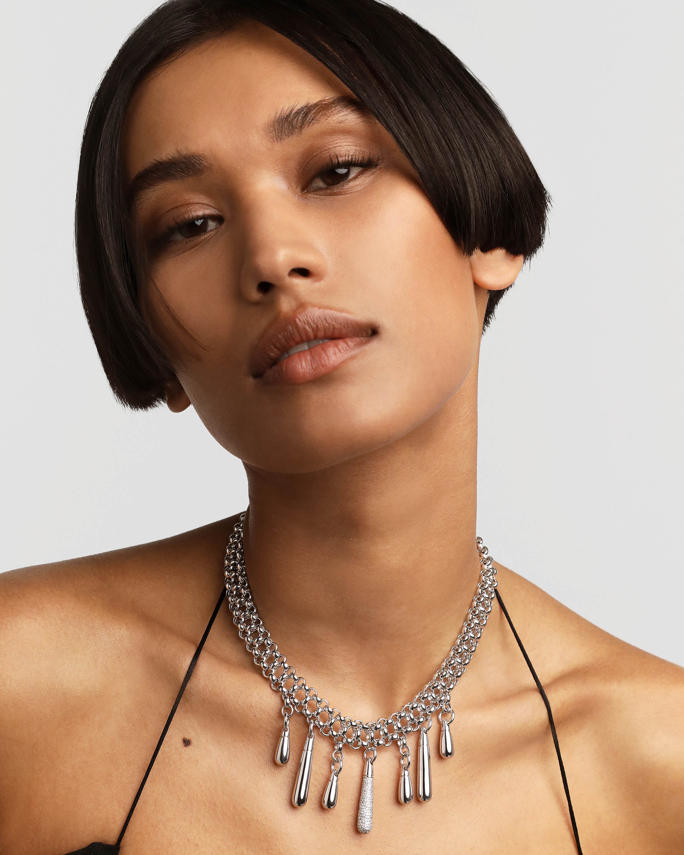 Elegant Jelly Silver Choker Necklace for Women - Trendy Adjustable Statement Collar Jewelry - Perfect for Parties, Weddings & Date Nights