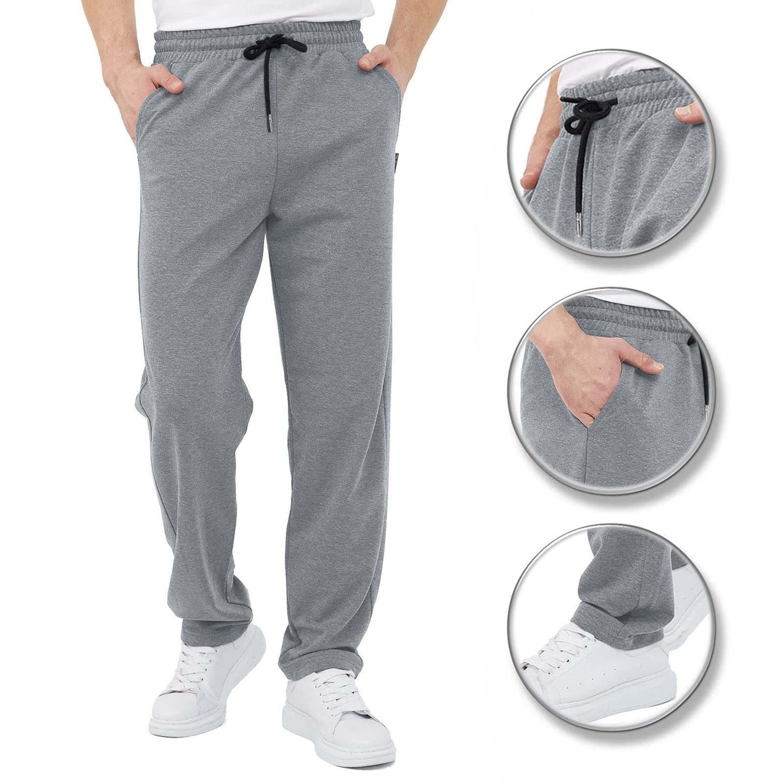 **Men's Casual Jogger Pants - Loose Fit Cotton Sports Trousers with Pockets for Running, Gym & Lounge Wear**