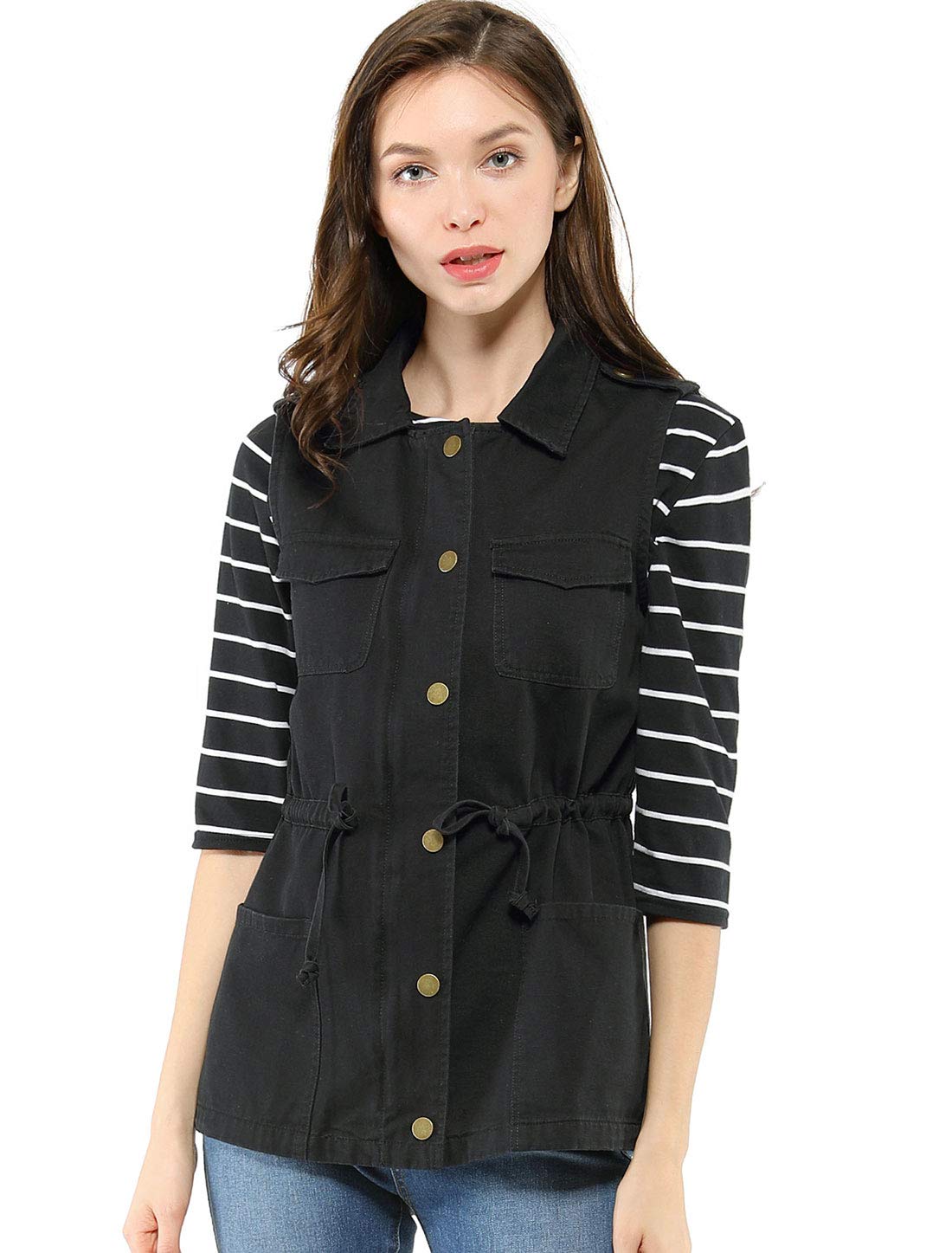 Allegra K Women's Sleeveless Zip-Up Utility Anorak Jacket - Lightweight Cargo Vest for Outdoor Hiking, Travel & Casual Wear