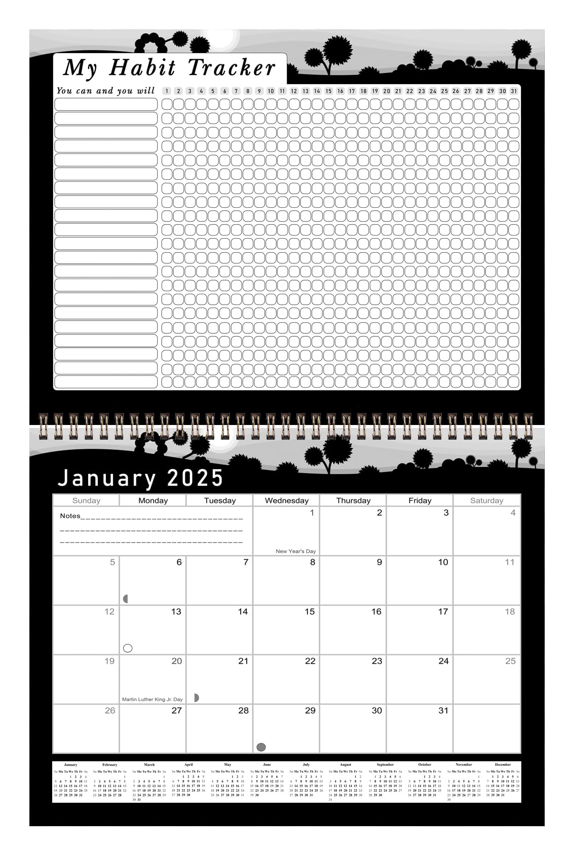 2025 Monthly Desktop & Wall Calendar Planner with Habit Tracker - Daily Weekly Monthly Goal Setting Motivational Journal - Inspirational Edition #015 - Perfect for Office, Home, School & Gift Giving