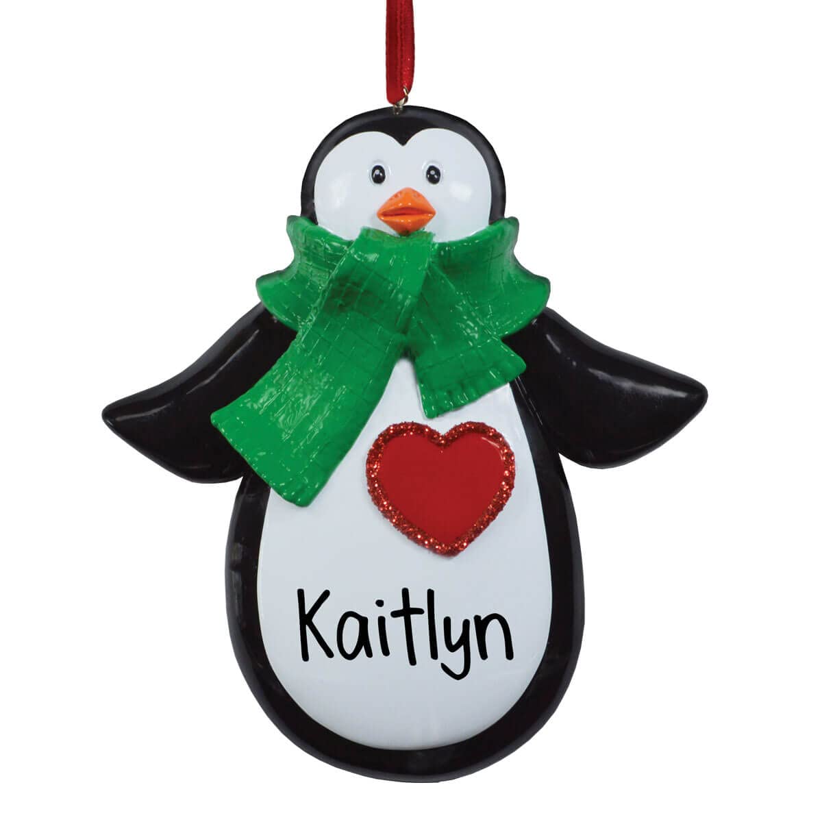 Personalized Penguin with Red Heart Christmas Ornament - Handmade Holiday Decoration for Tree, Gift & Winter Home Decor - Perfect for Xmas, New Year & Festive Celebrations