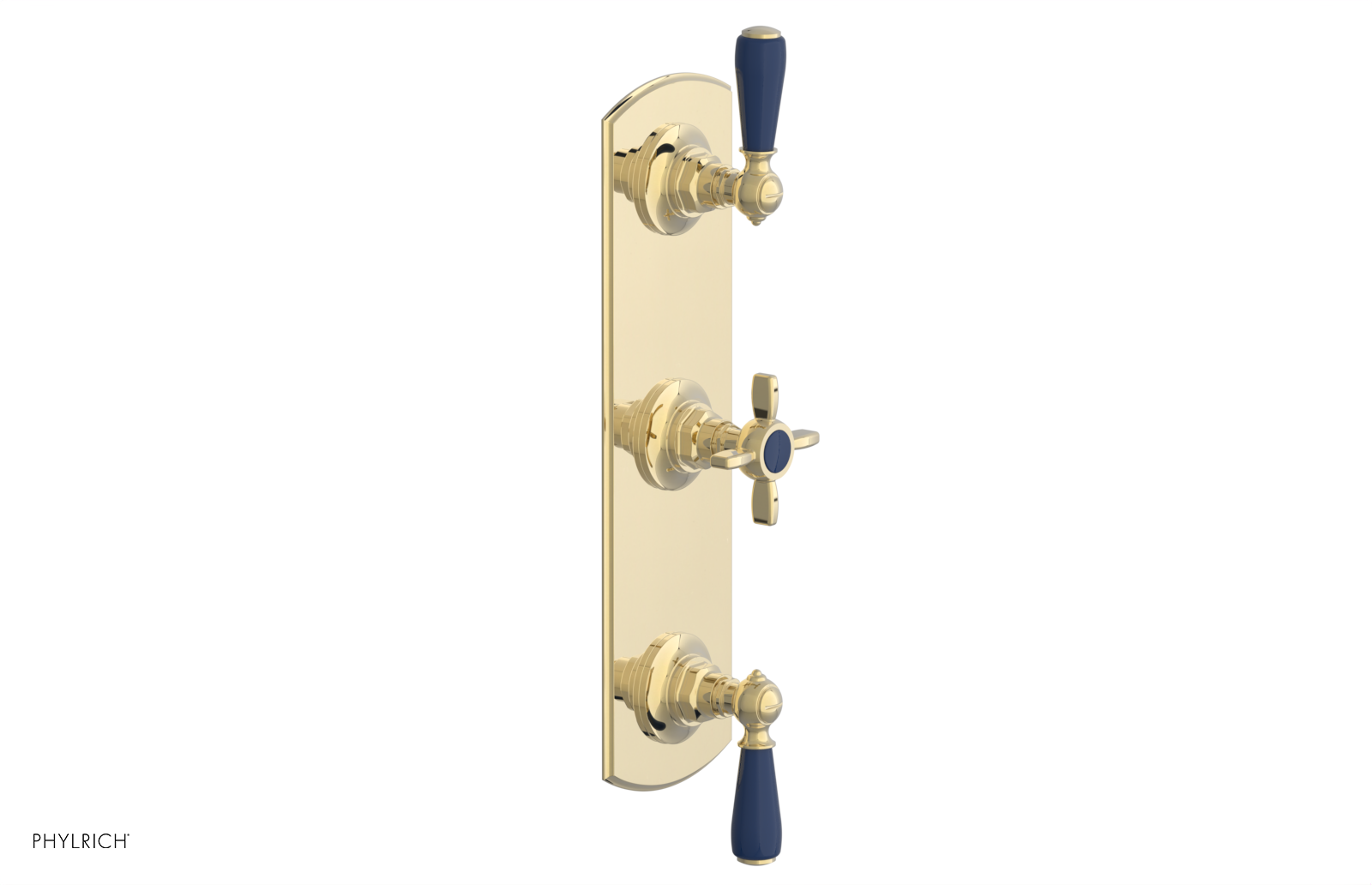 Jamestown Thermostatic Shower Valve with Dual Volume Control - Navy Blue Accents (Model 4-740) for Modern Bathroom & Spa Experience