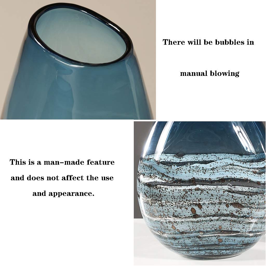 Modern Glass Flower Vase - Simple Hydroponic Floral Centerpiece for Dining Table & Living Room Decor | Blue Home Decoration Vase (29x15cm) | Perfect for Weddings, Parties & Housewarming Gifts