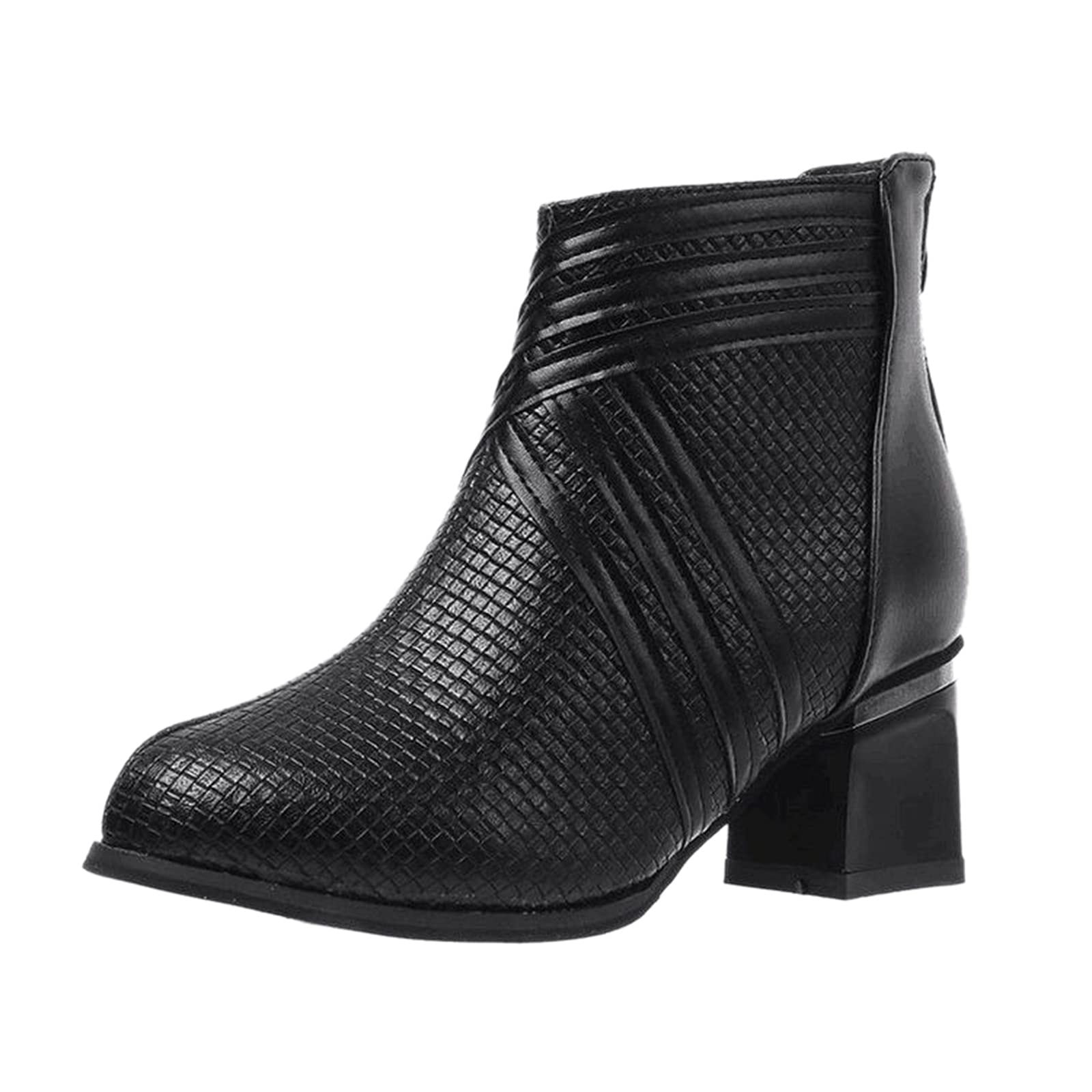 Stylish Women's Platform Heel Boots - Breathable Retro Chunky Heel Ankle Boots with Zipper for Fashion & Comfort | Perfect for Casual Outfits, Office Wear & Night Out
