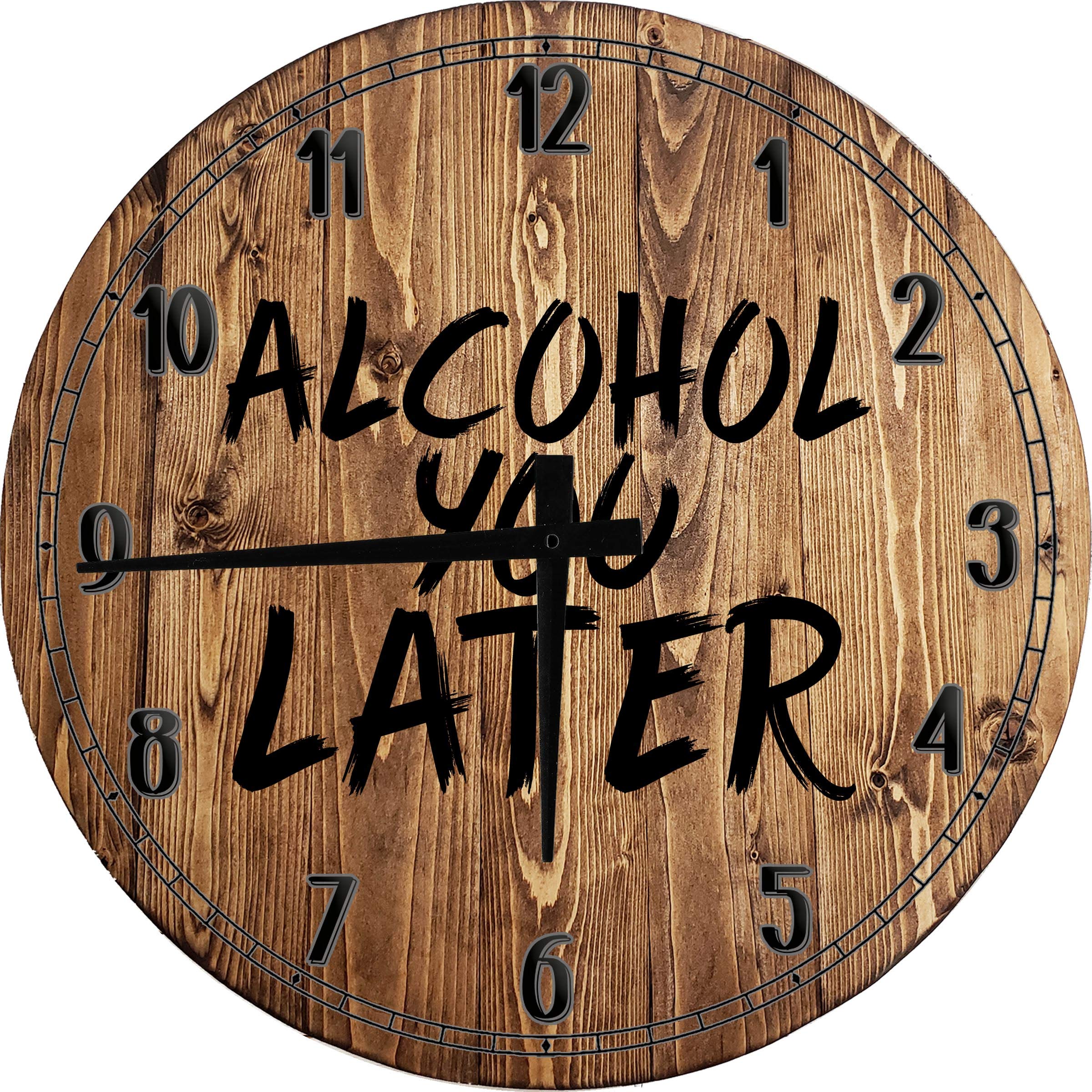 Funny Alcohol Wall Clock - 'You Later' Pun Design, 24 Inch Large Round Battery Operated Wall Art for Bar, Pub, Man Cave, and Party Room Decor