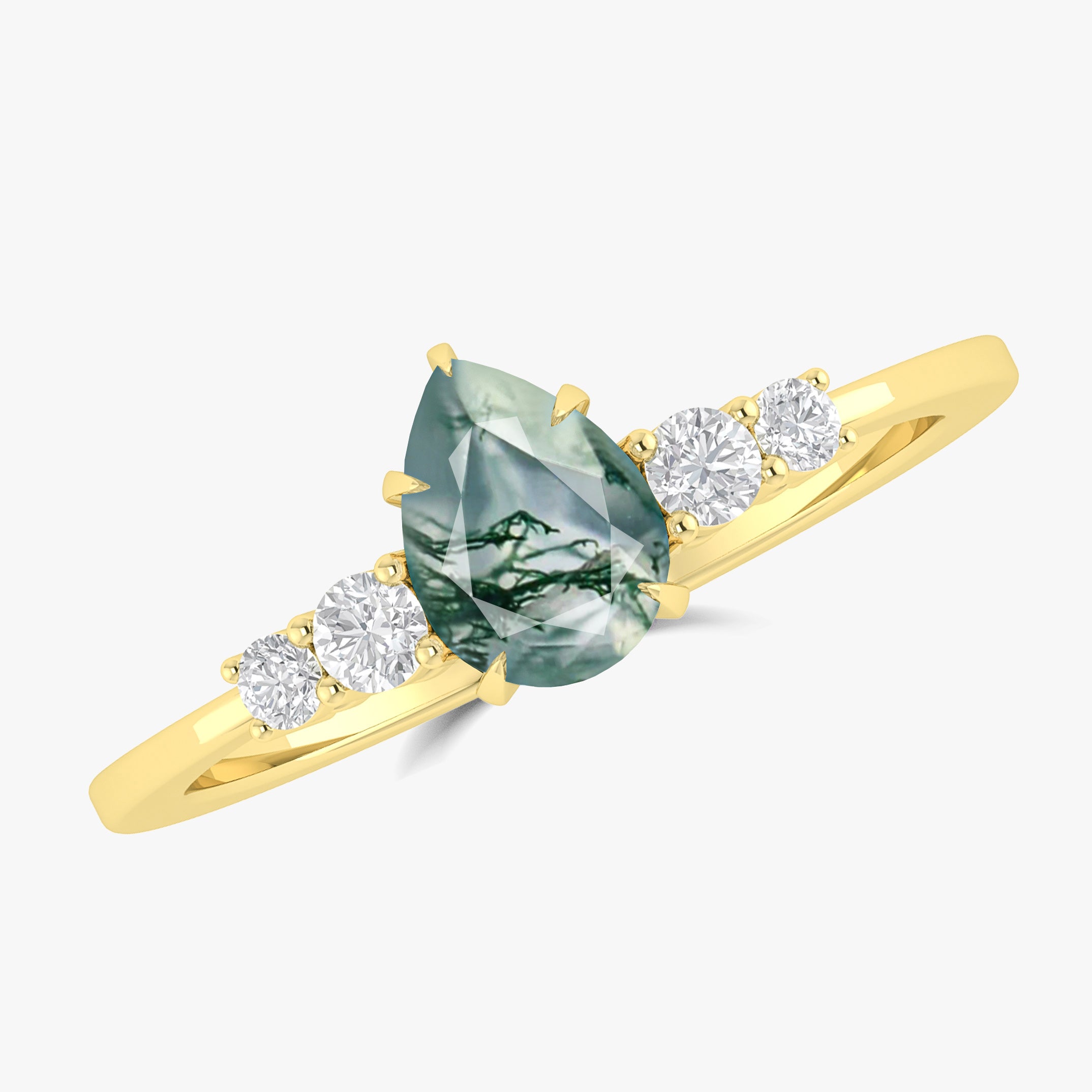 Elegant Moss Agate Faceted Pear Gemstone Ring – Handmade Sterling Silver Jewelry for Women | Perfect for Weddings, Parties & Everyday Wear