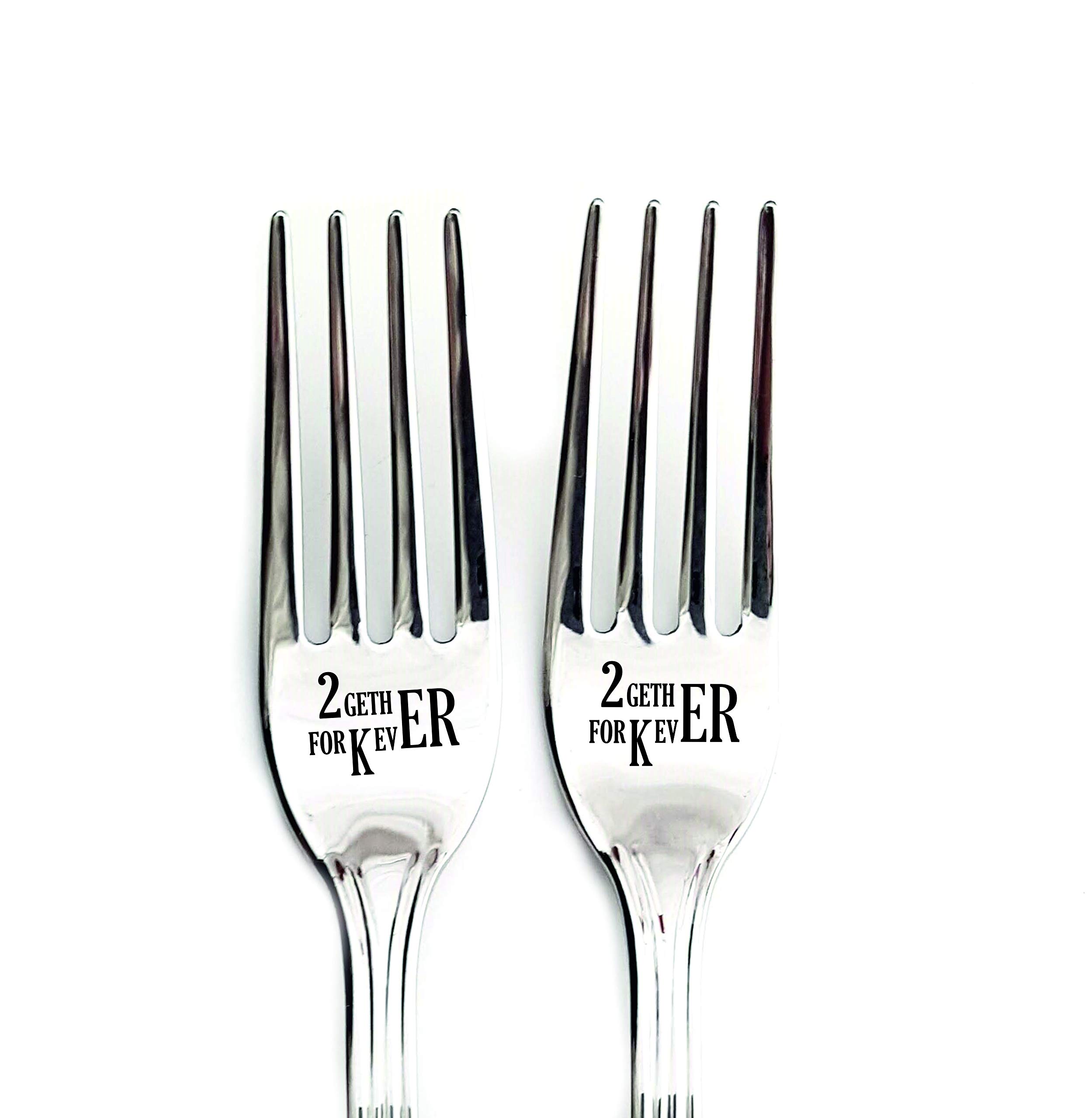 Mr & Mrs Stainless Steel Forks Set of 2 - Elegant Wedding Anniversary, Engagement & Birthday Gift for Couples - Perfect for Romantic Dinners & Special Occasions