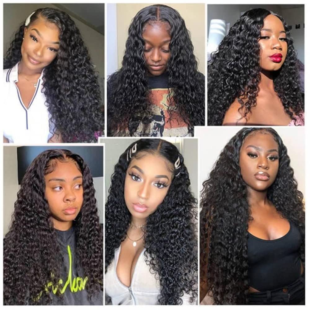 13x4 Deep Wave Lace Front Wig Human Hair - Pre Plucked Glueless Wigs for Black Women with Baby Hair | 20 Inch Curly Lace Front Wigs Natural Color | Perfect for Daily Wear, Parties & Special Occasions