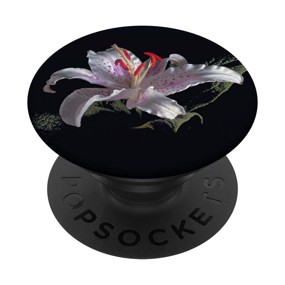 White Lily Floral PopSockets PopGrip - Interchangeable Phone Grip for iPhone, Samsung & Tablets | Perfect for Selfies, Video Calls & Secure Handling