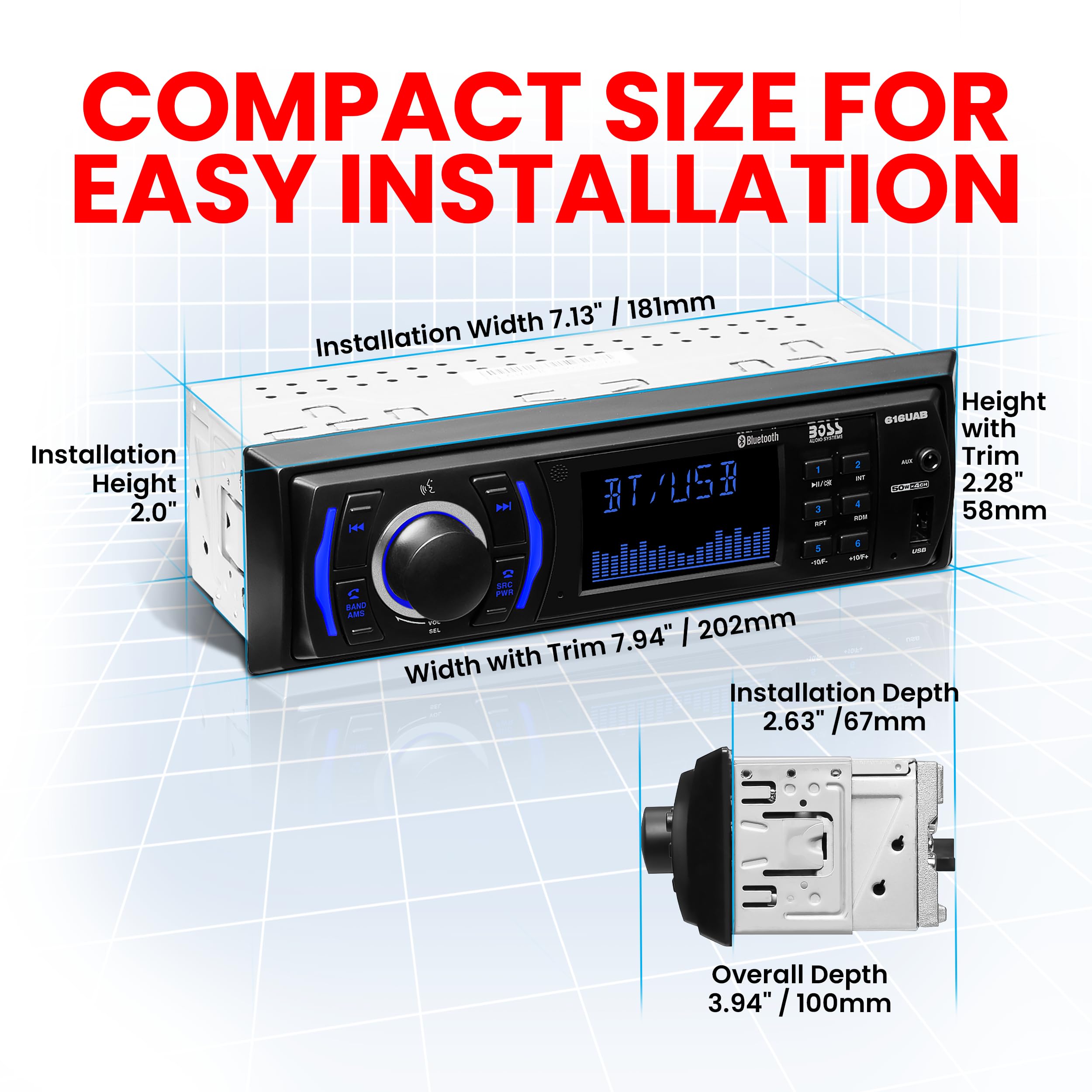 BOSS Audio Systems Bluetooth Car Stereo with Built-in Receiver & 2 High-Performance Car Speakers - Perfect for Road Trips, Commuting & Hands-Free Music Streaming