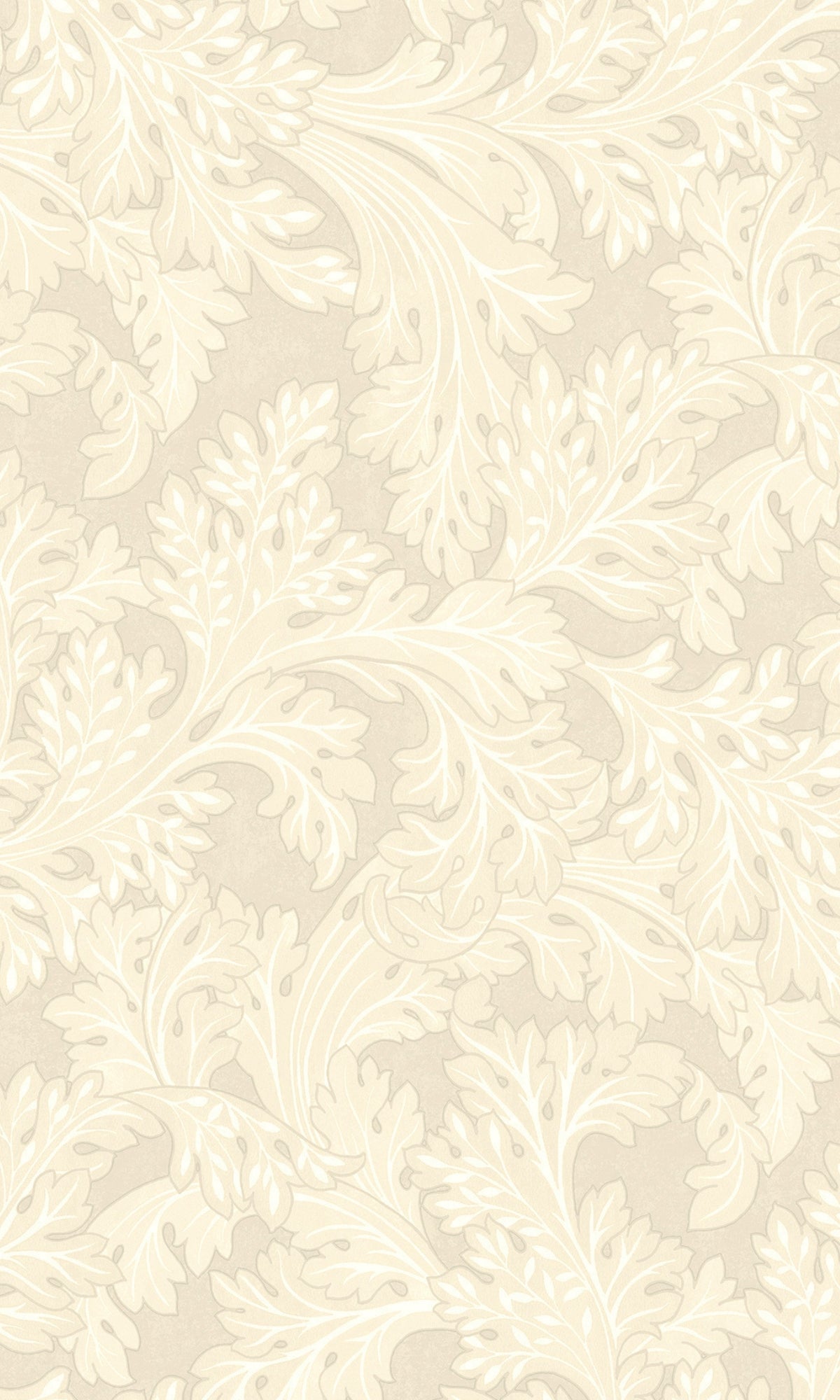 Tropical Cream Curling Leaves Wallpaper R9005 - Waterproof Peel & Stick for Bedroom, Living Room, Bathroom Decor