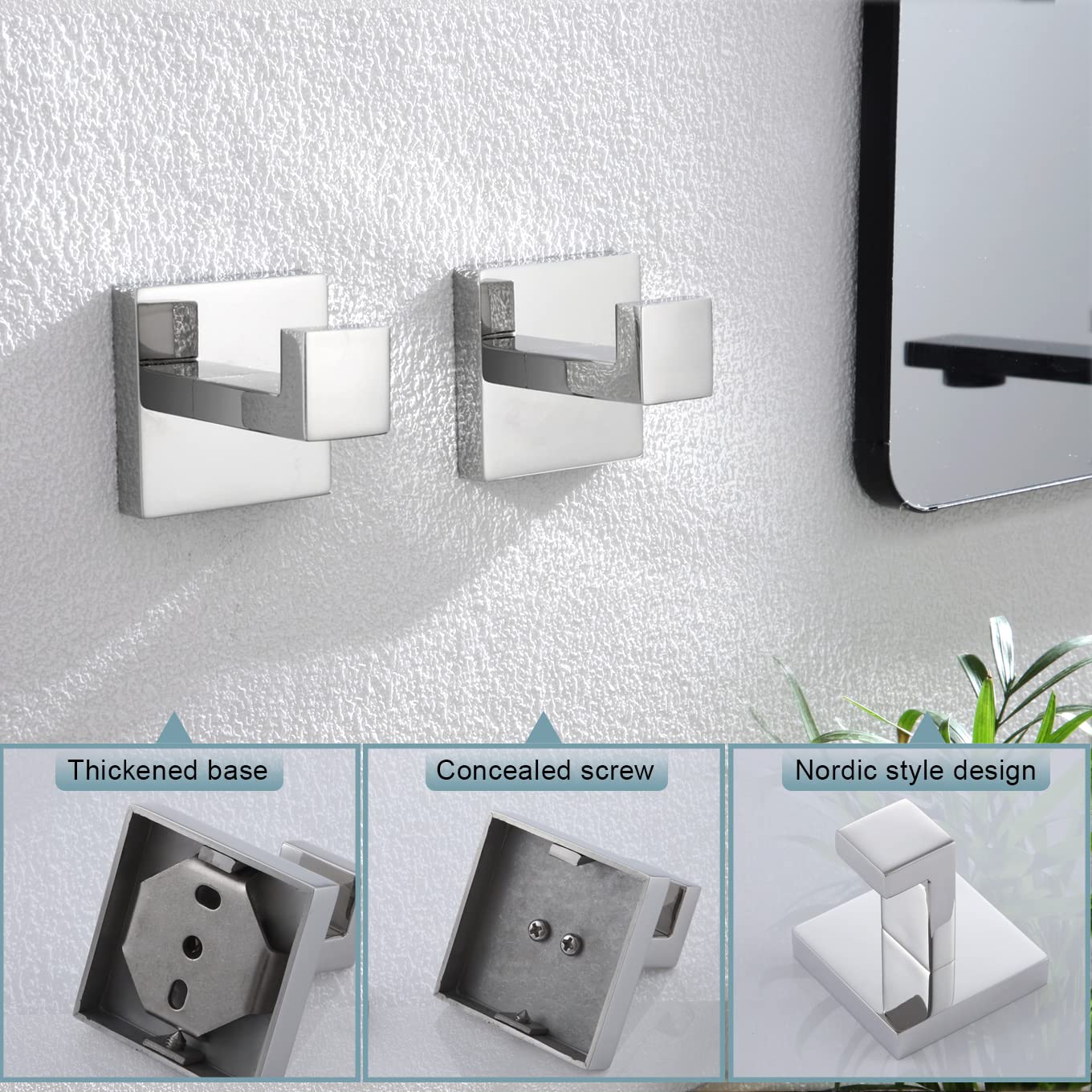 36-Inch Stainless Steel Towel Bar - Modern Bathroom Towel Holder & Coat Hook - Wall Mounted SUS 304 Polished Chrome - Perfect for Bathrooms, Bedrooms & Entryways - KOKOSIRI B05A3-CH-L36