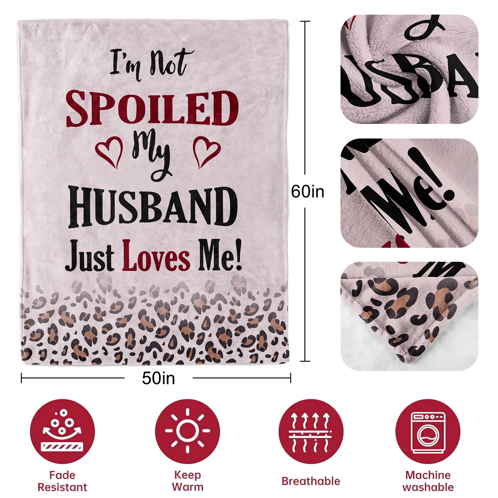Premium 60x50in Soft Throw Blanket for Wife - Valentine's Day, Anniversary & Birthday Gifts for Her - Cozy Christmas & Mother's Day Present - Perfect for Cuddling on Couches, Beds & Movie Nights