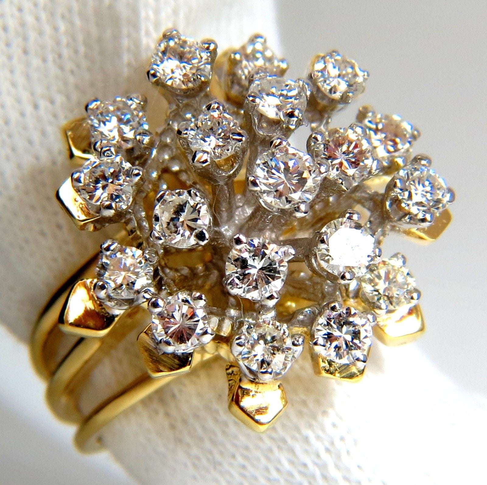 1.90CT Natural Diamonds Floating Raised Cocktail Ring in 14KT Gold - Elegant 3D Design for Parties, Weddings & Special Occasions