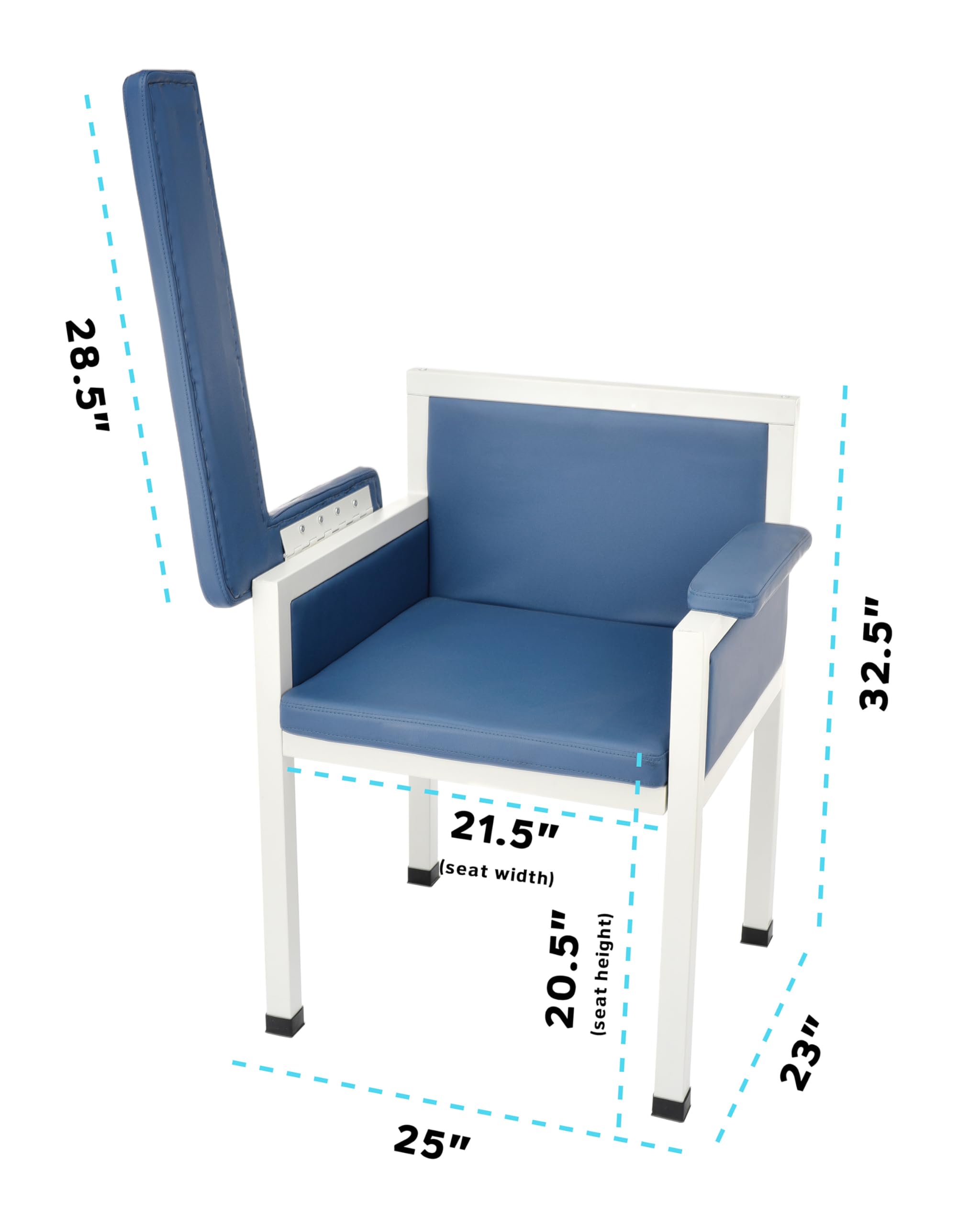 Premium Adjustable Phlebotomy Chair with Padded Upholstery & Steel Frame - Comfortable Blood Drawing Chair for Medical Clinics, Hospitals & Labs - Ideal for Patient Comfort During Blood Tests & Donations (Blue)