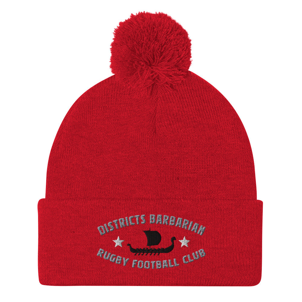 Districts Barbarian RFC Pom Pom Beanie - Warm Winter Knit Hat for Men & Women - Perfect for Football Games, Skiing, and Outdoor Activities