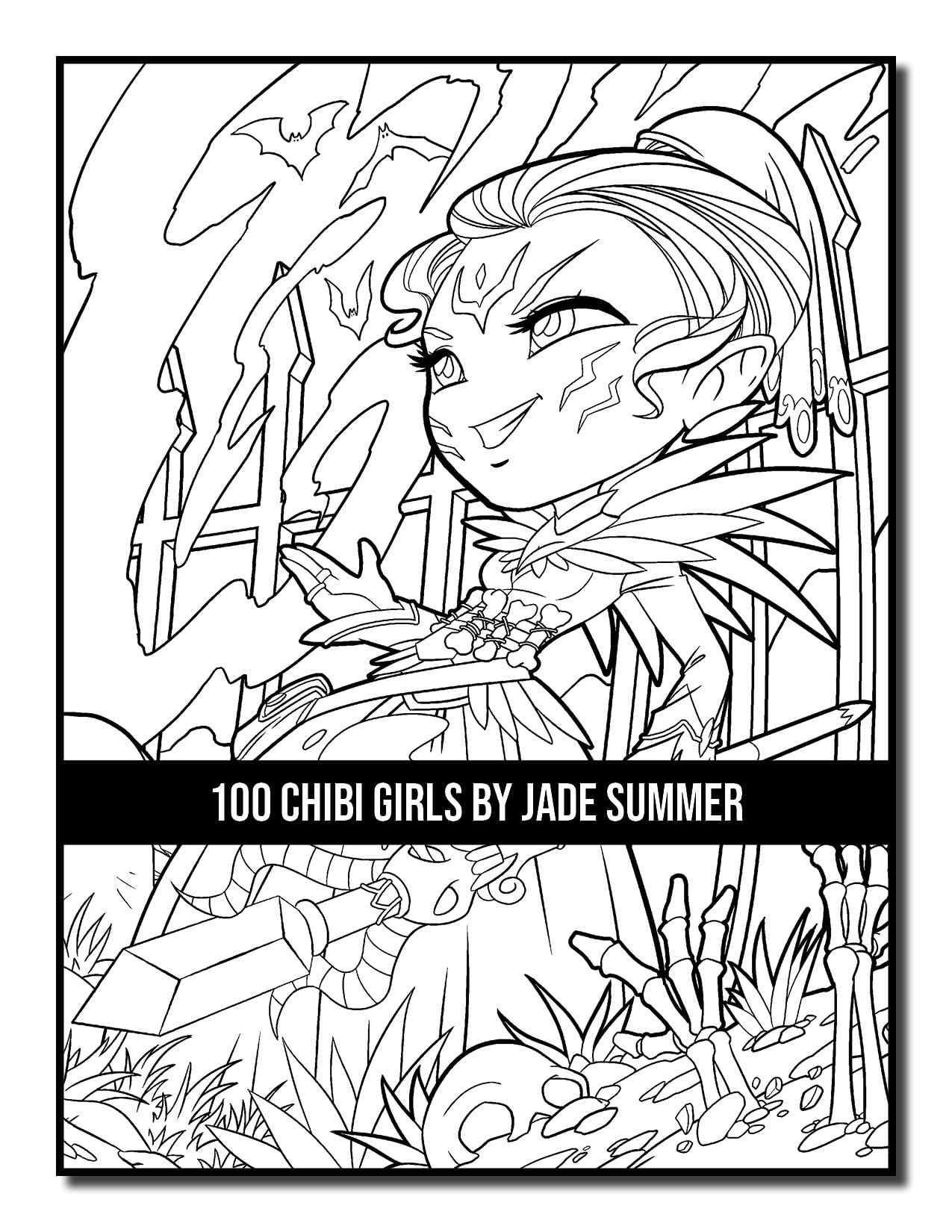 100 Chibi Girls: Cute & Fantasy Adult Coloring Book with Horror & Christmas Themes - Perfect for Stress Relief, Gifts & Creative Relaxation