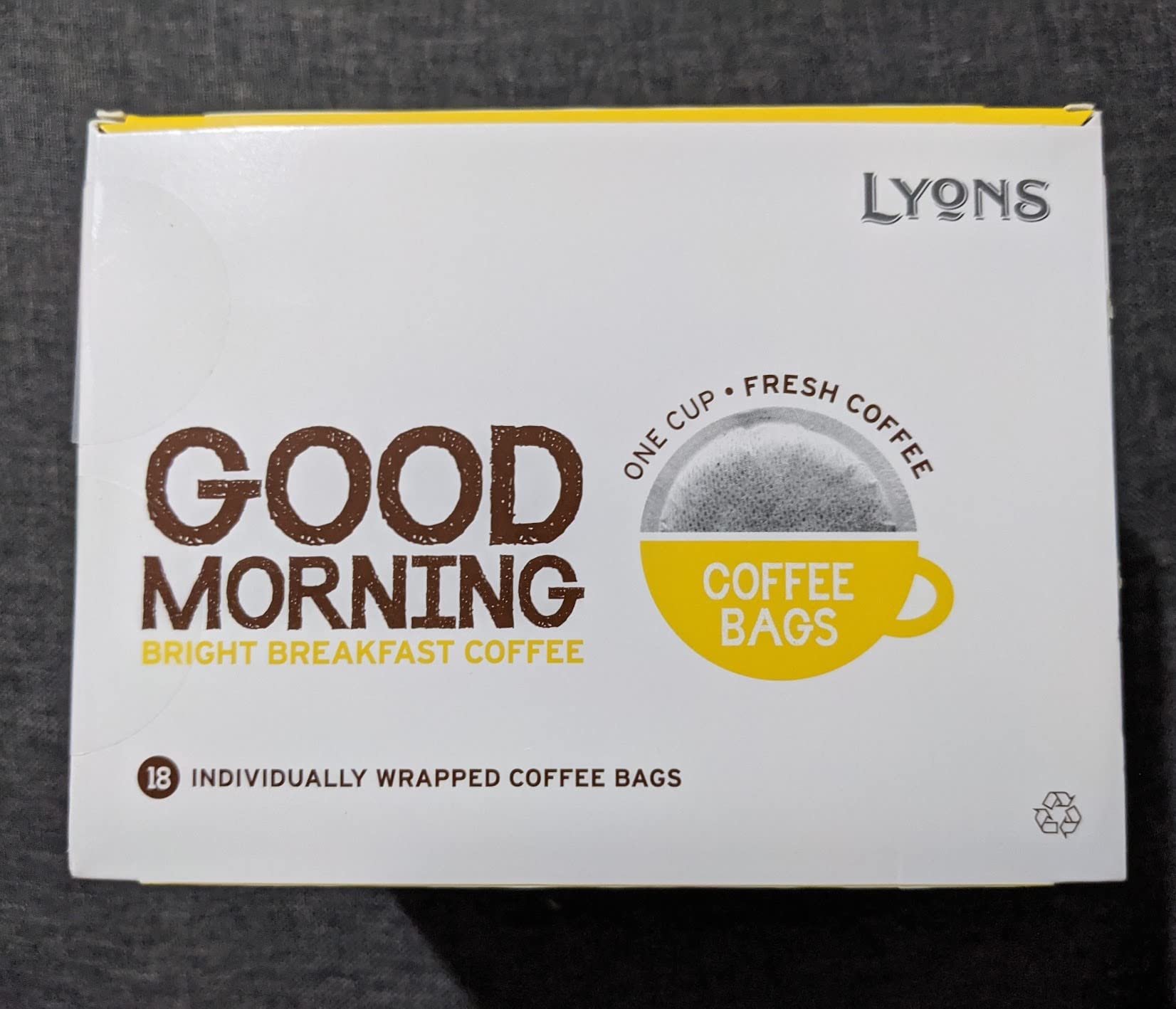 Lyons No2 Light & Smooth Coffee Bags - 18 Individually Wrapped Portion Bags (125g) - Premium Filter Coffee for Home, Office & Travel