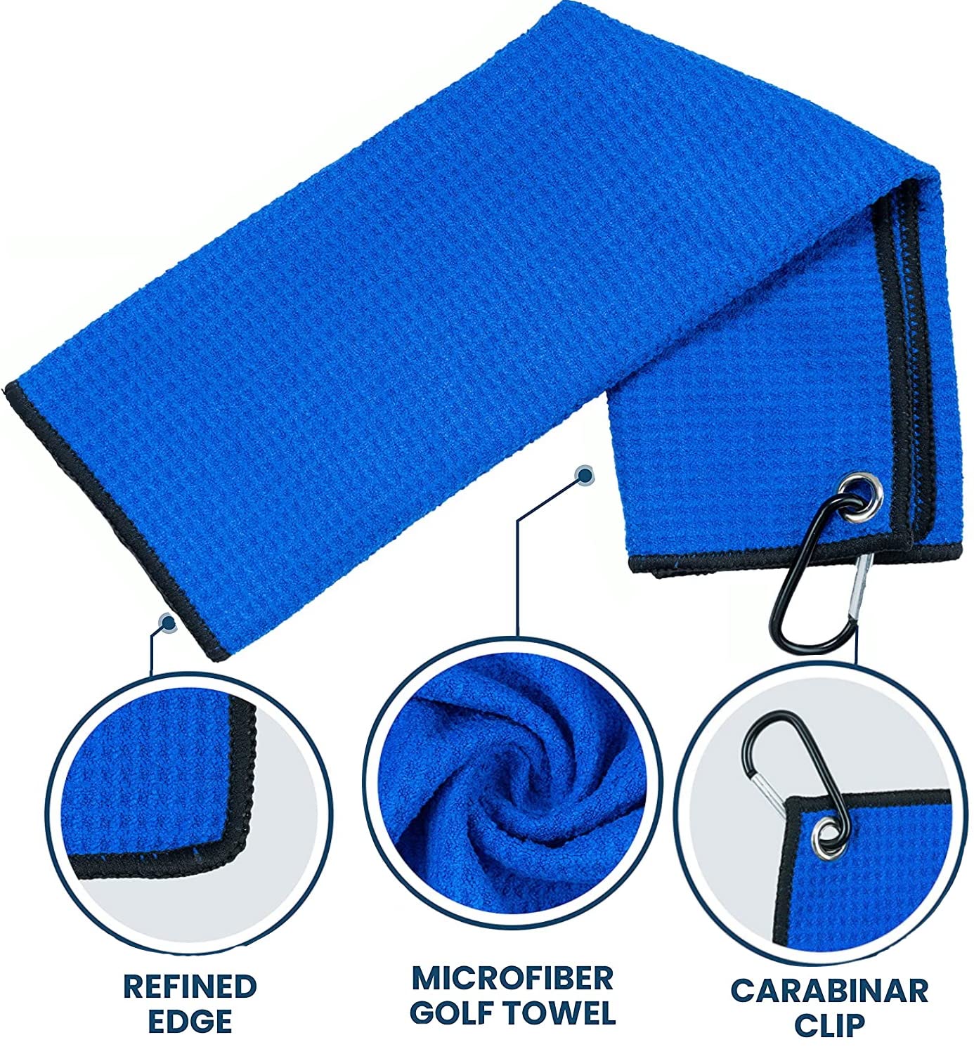 Premium Golf Towel Set - 3 Pack Microfiber Waffle Weave Towels with Club Brush, Groove Cleaner & Divot Tool | Durable & Absorbent for Golf Course, Driving Range & Practice Sessions