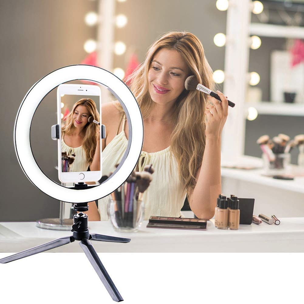 WLP Adjustable Ring Light Tripod with 3 Lighting Modes - Flexible Phone Stand & Dimmable Desktop Makeup Light for Live Streaming, Selfies, TikTok Videos & YouTube Content Creation