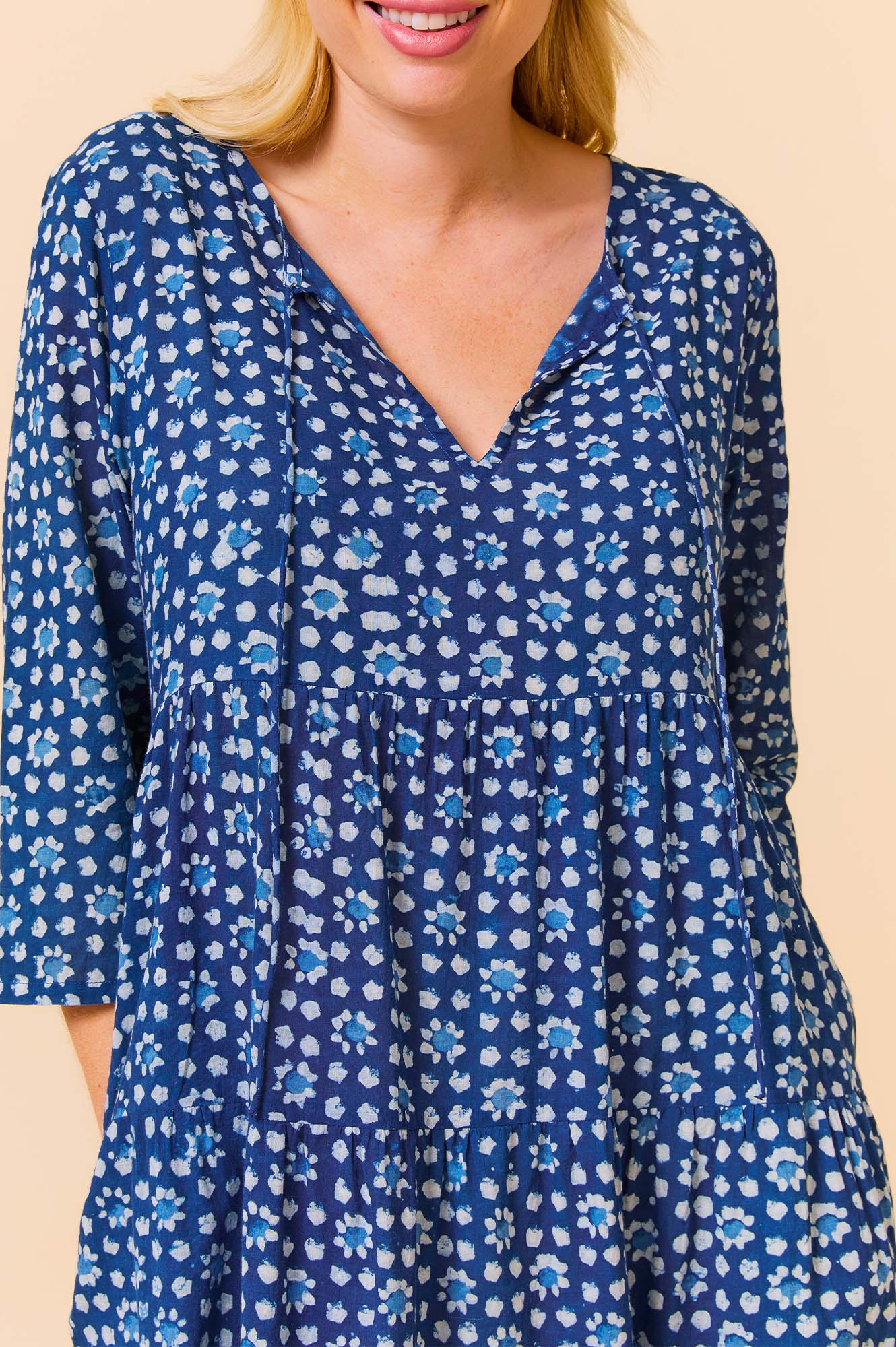Emma Organic Cotton Dress for Women - Navy Blue | Comfortable & Breathable Summer Dress for Casual Wear, Beach, and Outdoor Activities