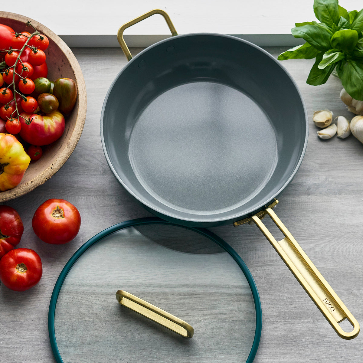 Stanley Tucci™ Nonstick Ceramic Cookware Set - 4.5 Quart Saucepan with Lid | Venetian Teal | Healthy Cooking, Pasta & Soup Making | Dishwasher Safe & Oven Safe Up to 450°F