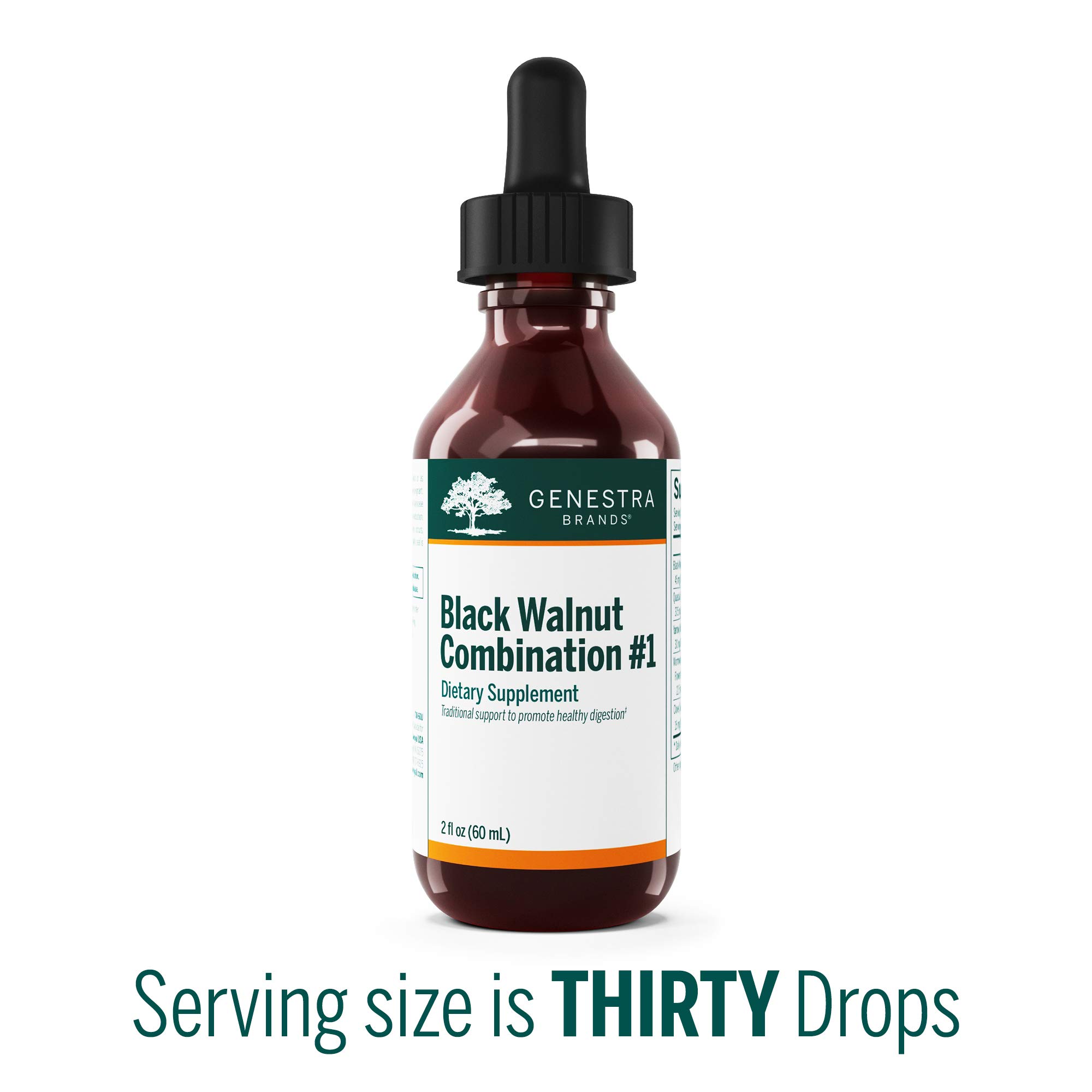 Genestra Brands Black Walnut Combination #1 Herbal Supplement - Natural Digestive Support Liquid (2 fl oz) | Gut Health Formula for Adults | Promotes Healthy Digestion & Detox | Perfect for Travel & Daily Wellness Routine