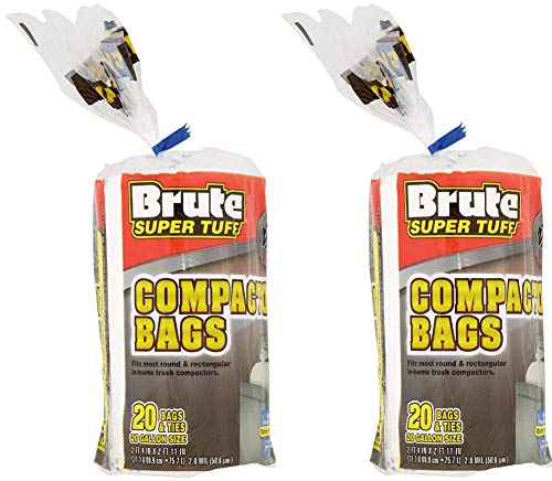 4-Pack Heavy Duty 20 Gallon Brute Super Tuff Kitchen Trash Bags - Extra Strong Compactor Garbage Bags for Home, Office & Commercial Use