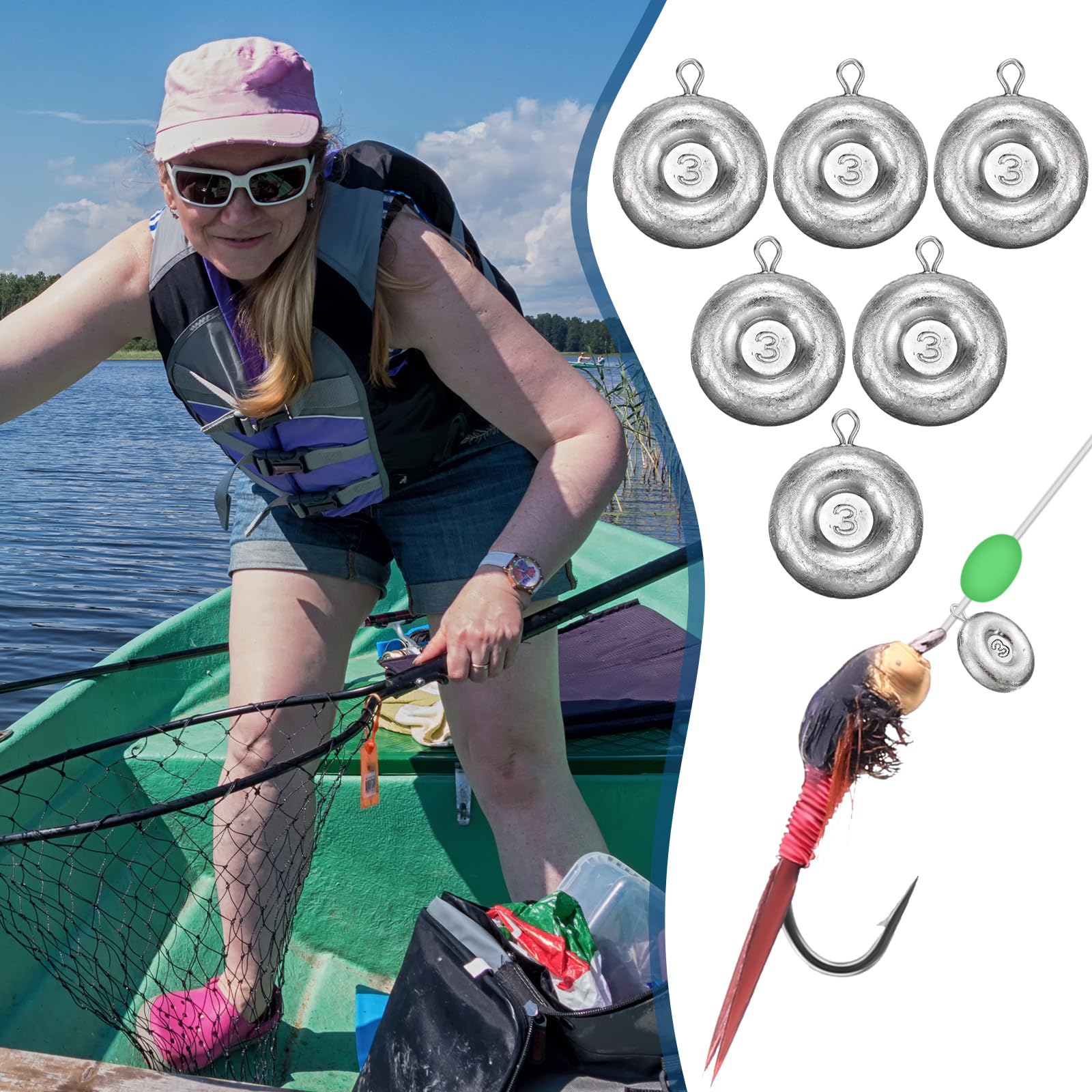 24-Piece Fishing Coin Sinkers Weights Kit - Heavy Duty Disc Sinkers for Saltwater, Catfishing, Trolling & Surf Fishing - Perfect for Freshwater & Saltwater Anglers