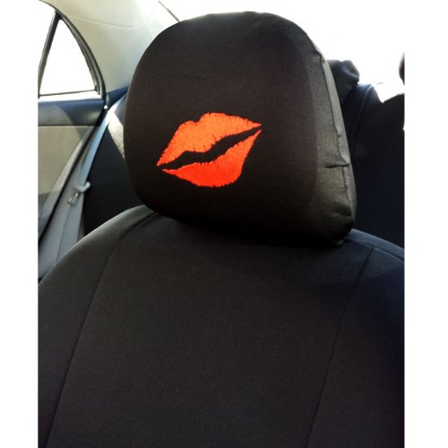 Betty Boop Vintage Style Low Back Car Seat Covers & Steering Wheel Cover Set with Kiss Embroidery - Perfect for Classic Car Enthusiasts & Retro Style Lovers