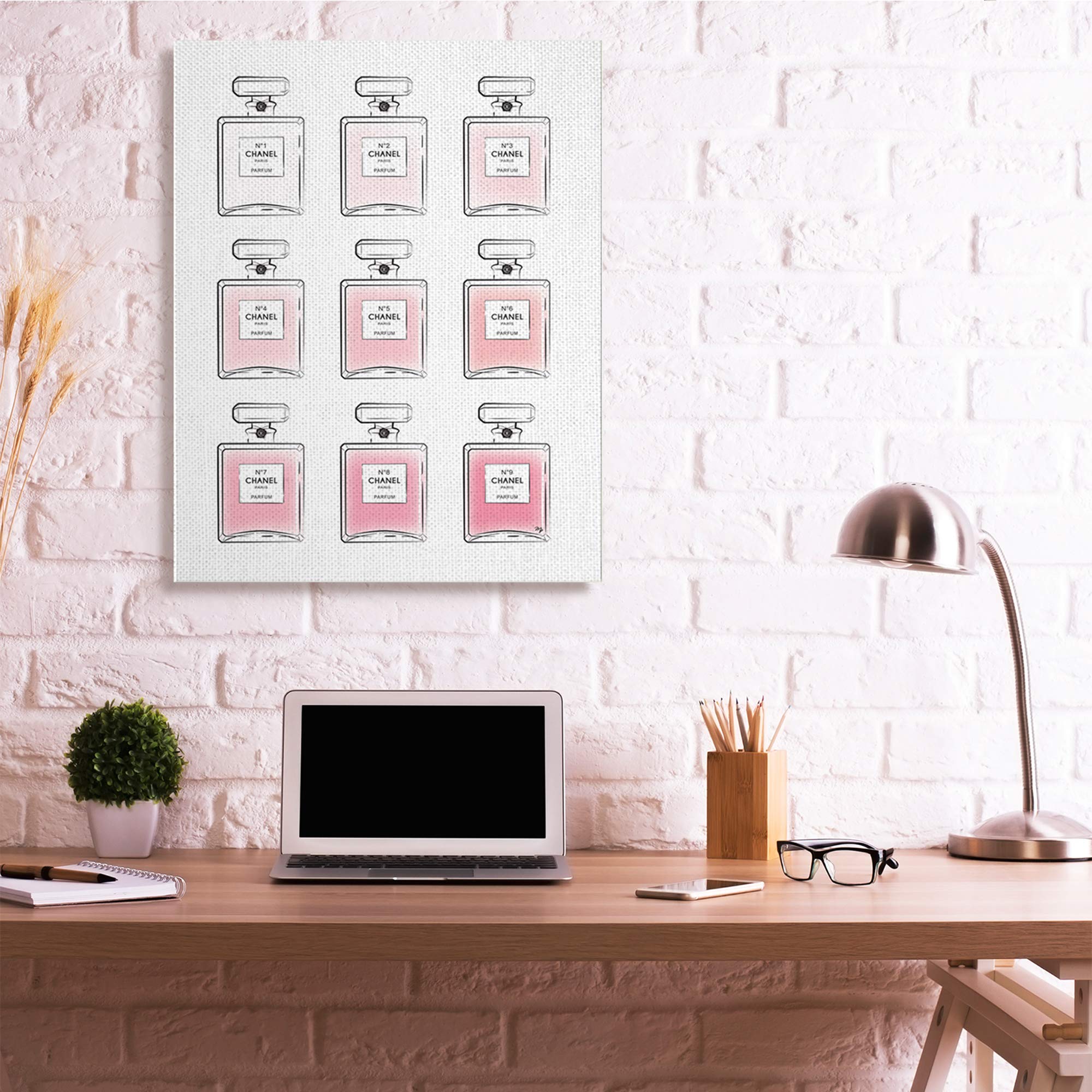 Stupell Industries Glam Pink Ombre Fashion Perfume Bottles Wall Art - Elegant Home Decor for Bedroom, Bathroom & Vanity Areas