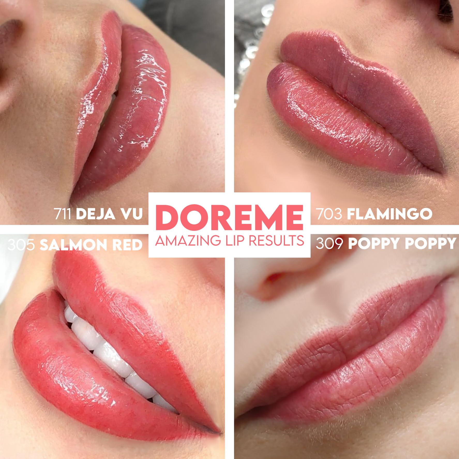 DOREME Permanent Makeup Lip Tattoo Ink - Poppy Red Lip Color Pigment for Microblading & Cosmetic Tattooing | Long-Lasting Lip Stain for Natural Beauty Enhancement