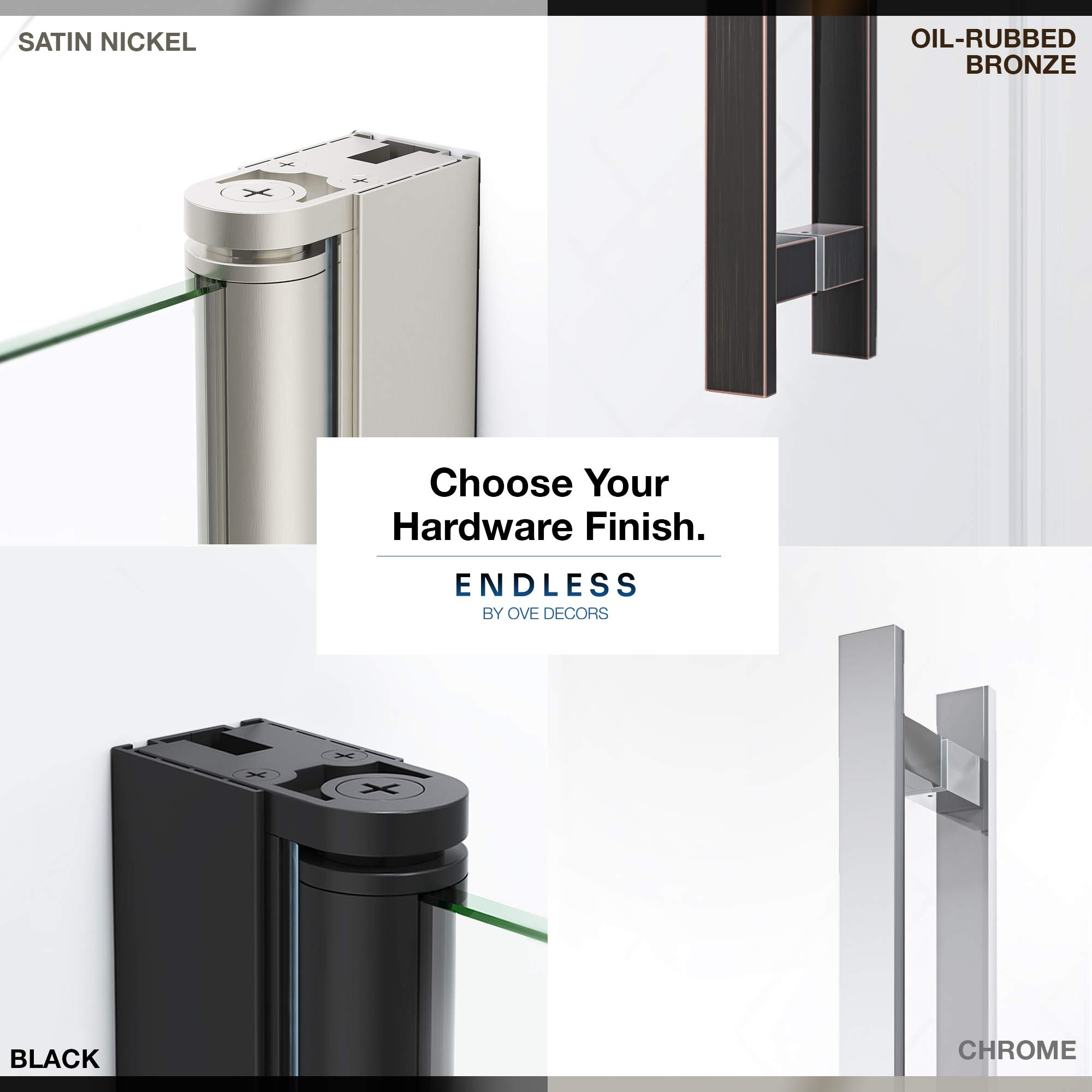 OVE Decors Pasadena Frameless Corner Pivot Shower Door 36