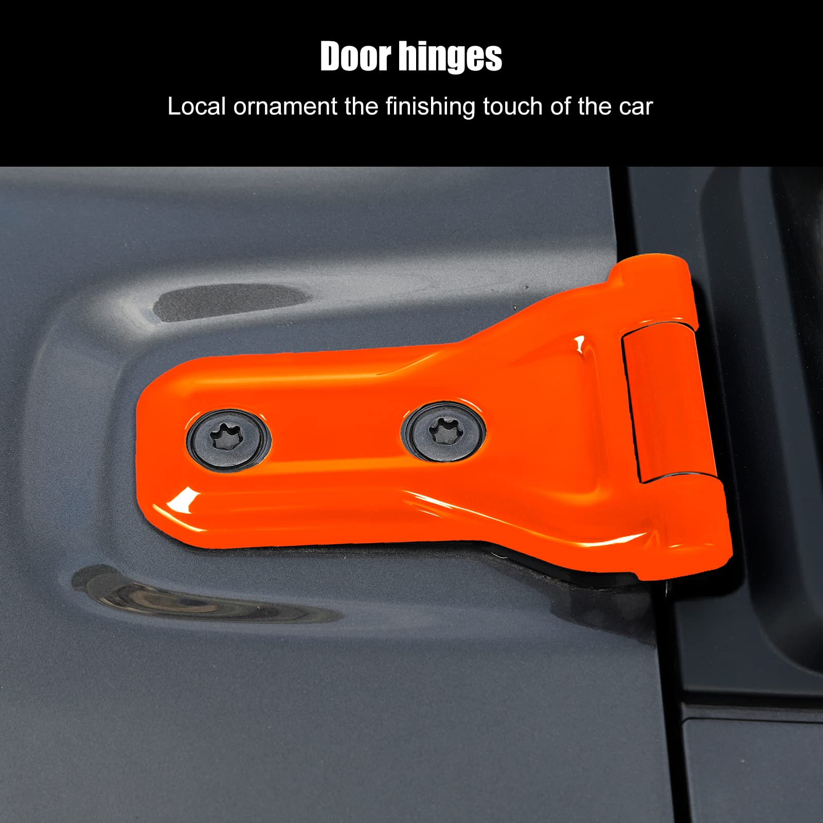 Hoolcar Orange Engine Hood Hinge Cover - Exterior Decoration Accessories for 2018-2021 Jeep Wrangler JL JLU & Gladiator JT - Durable Upgrade for Off-Road Adventures & Car Shows
