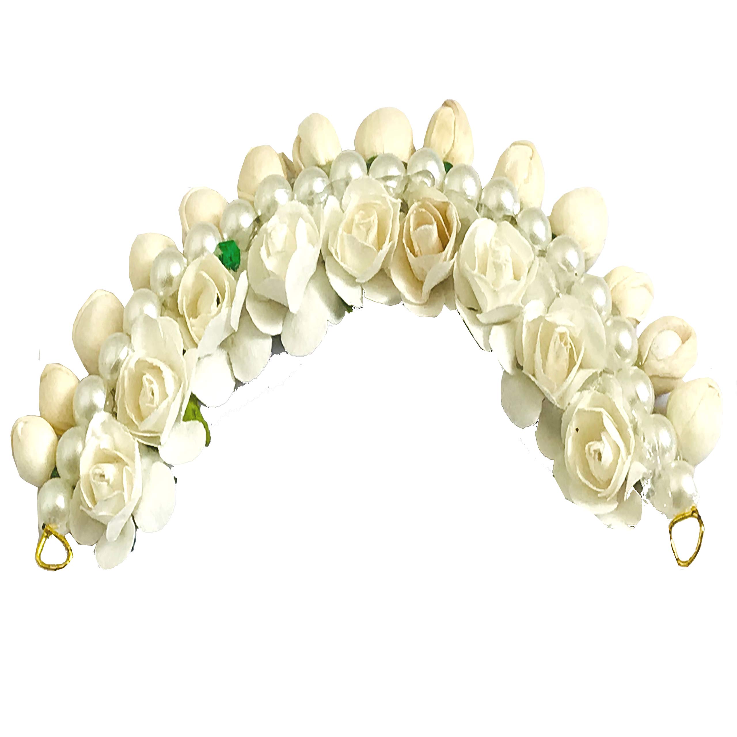 Natth Bridal Bun Gajra Hair Accessory - White Floral Hair Bun for Women | Perfect for Weddings, Indian Festivals & Special Occasions