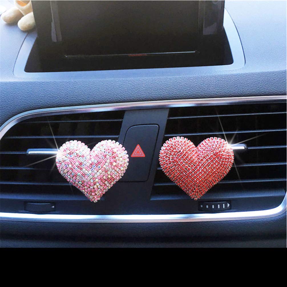 Crystal Heart Car Air Vent Clip - Rhinestone Bling Car Accessory for Women | Valentine's Day Gift | Pink Car Decor for Dashboard & Interior Styling