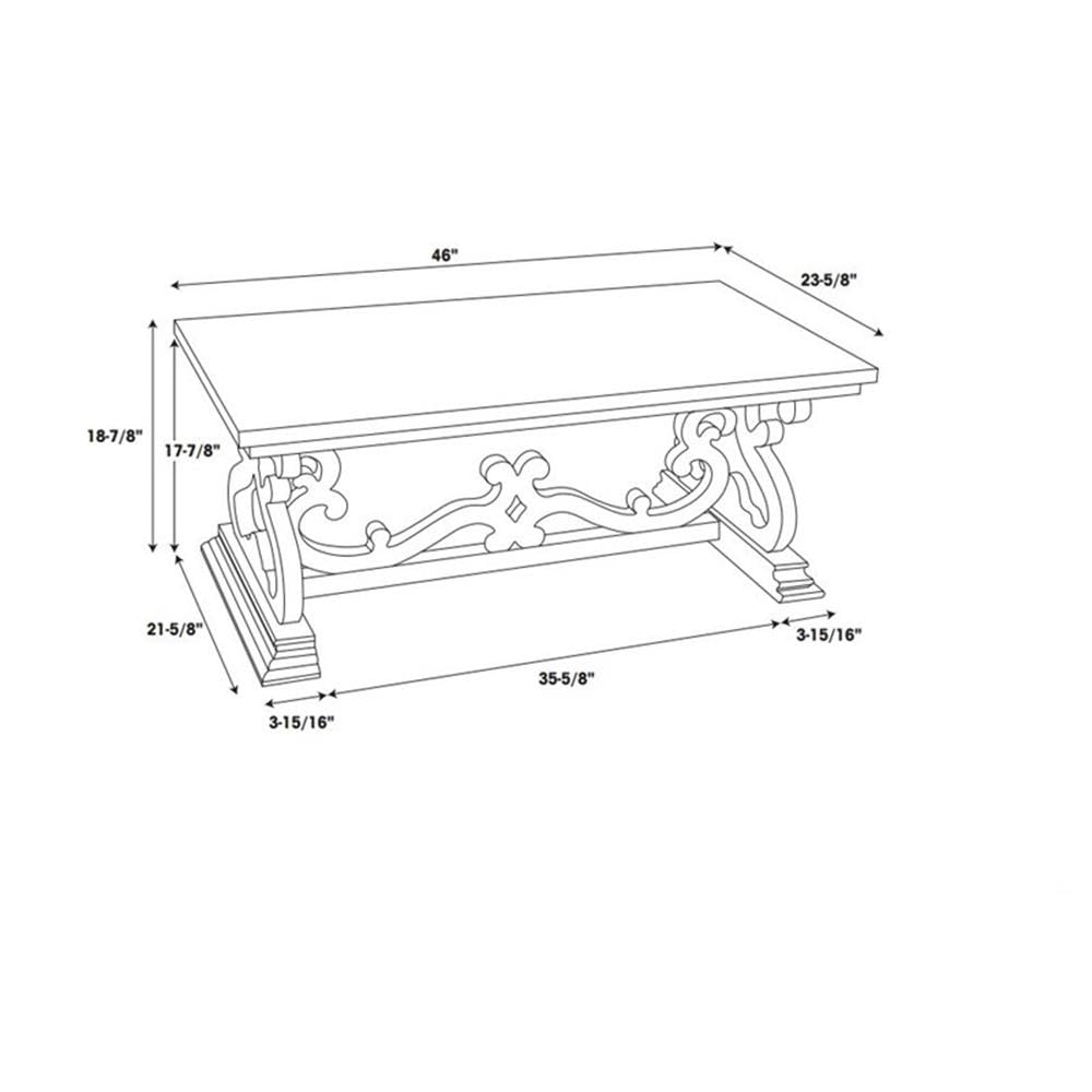 BOWERY HILL White Distressed Wood Coffee Table - Modern Farmhouse Style Living Room Centerpiece for Home Decor
