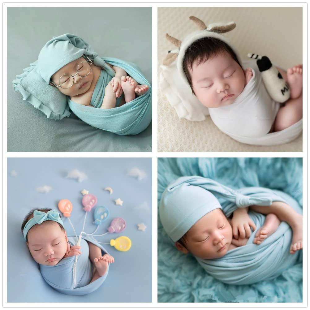 Premium Newborn Baby Photo Props Blanket - Stretchable Wrinkle-Free Milk Velvet Swaddle Wrap for Boys & Girls Photography - Dark Green - Perfect for Newborn Photo Shoots, Baby Showers & First Birthday Portraits