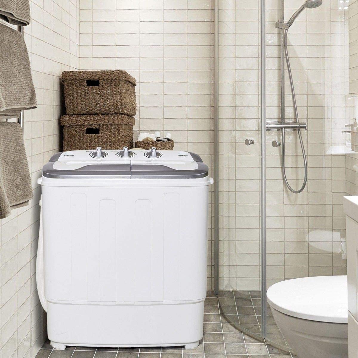 FUTADA Washing Machine - Compact Laundry Machine for Small Spaces, Gray | Portable Washer for Apartments, RVs & Dorm Rooms