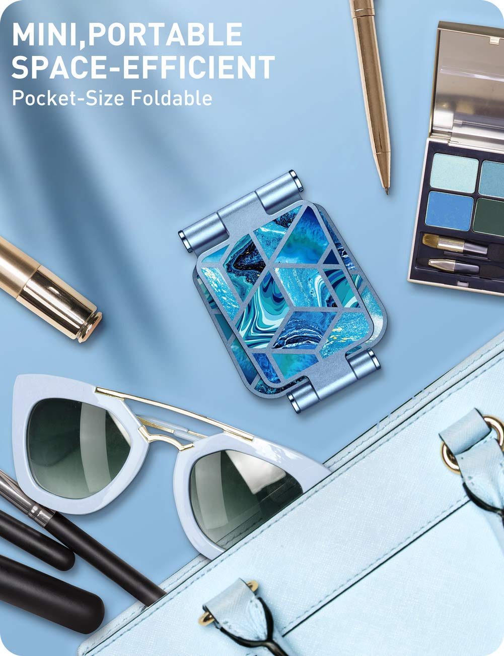 i-Blason Universal Foldable Phone Stand Holder - Compatible with iPhone 16/15/14/13 Pro Max & All Smartphones - Adjustable Desk Stand for Watching Videos, Video Calls & Hands-Free Use (Blue)