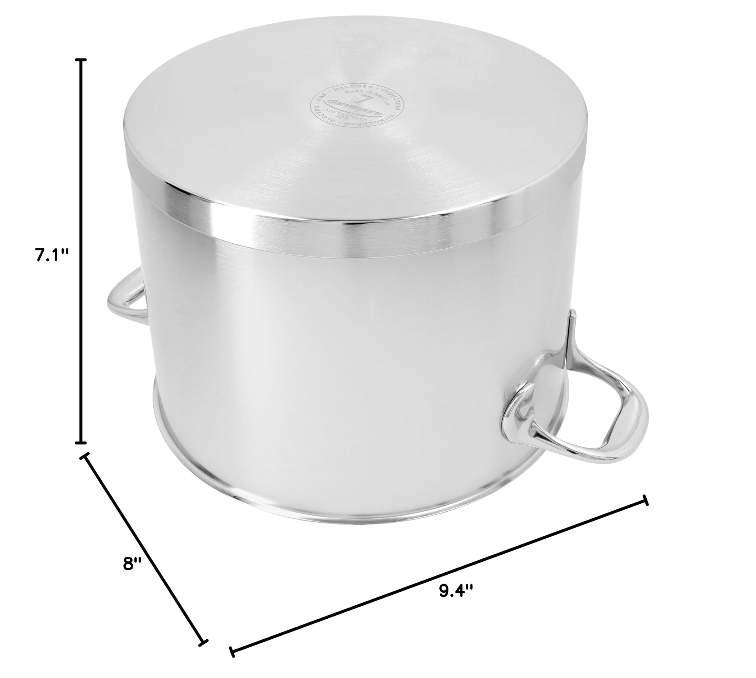 Demeyere Atlantis 7-Ply Stainless Steel Stock Pot 8.5 Quarts Silver - Professional Cooking Pot for Soups, Stews & Pasta | Induction Compatible & Dishwasher Safe