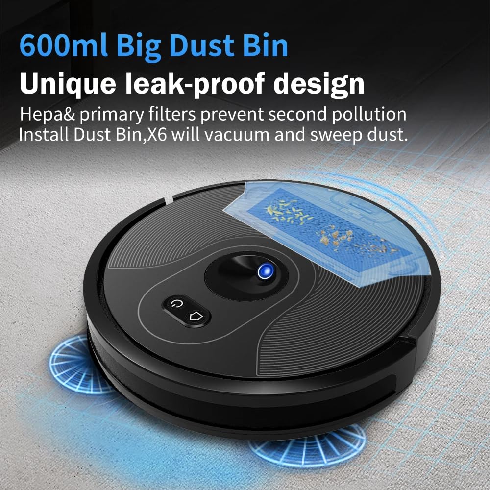 Smart Robotic Vacuum Cleaner with Visual Navigation - Powerful 2000Pa Suction, Auto Mop, WiFi/App Control - Ideal for Hardwood Floors & Pet Hair - 12.9